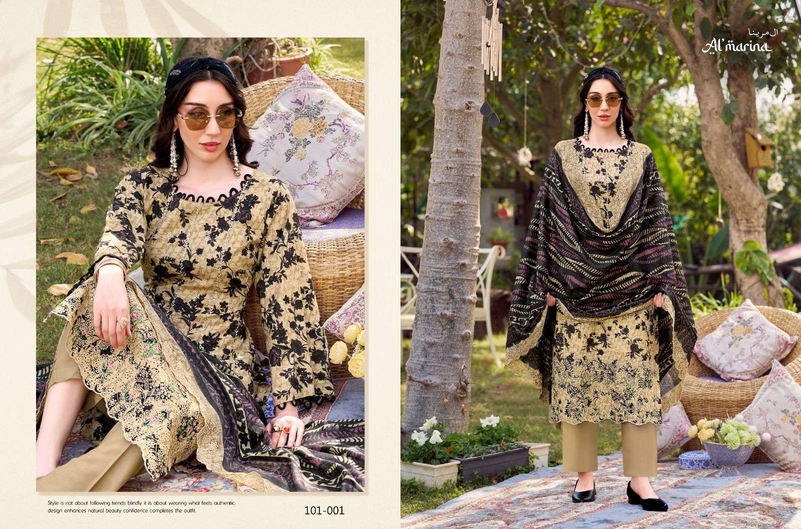 AL MARINA CHIKANKARI COTTON DIGITAL PRINT WITH EMBROIDERY WORK SUIT