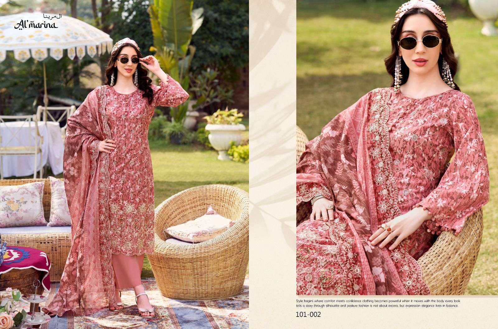 AL MARINA CHIKANKARI COTTON DIGITAL PRINT WITH EMBROIDERY WORK SUIT