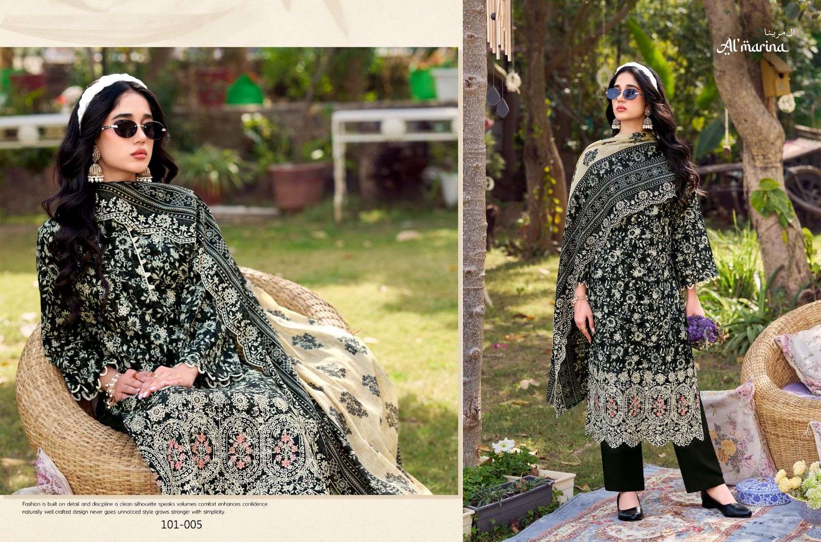 AL MARINA CHIKANKARI COTTON DIGITAL PRINT WITH EMBROIDERY WORK SUIT