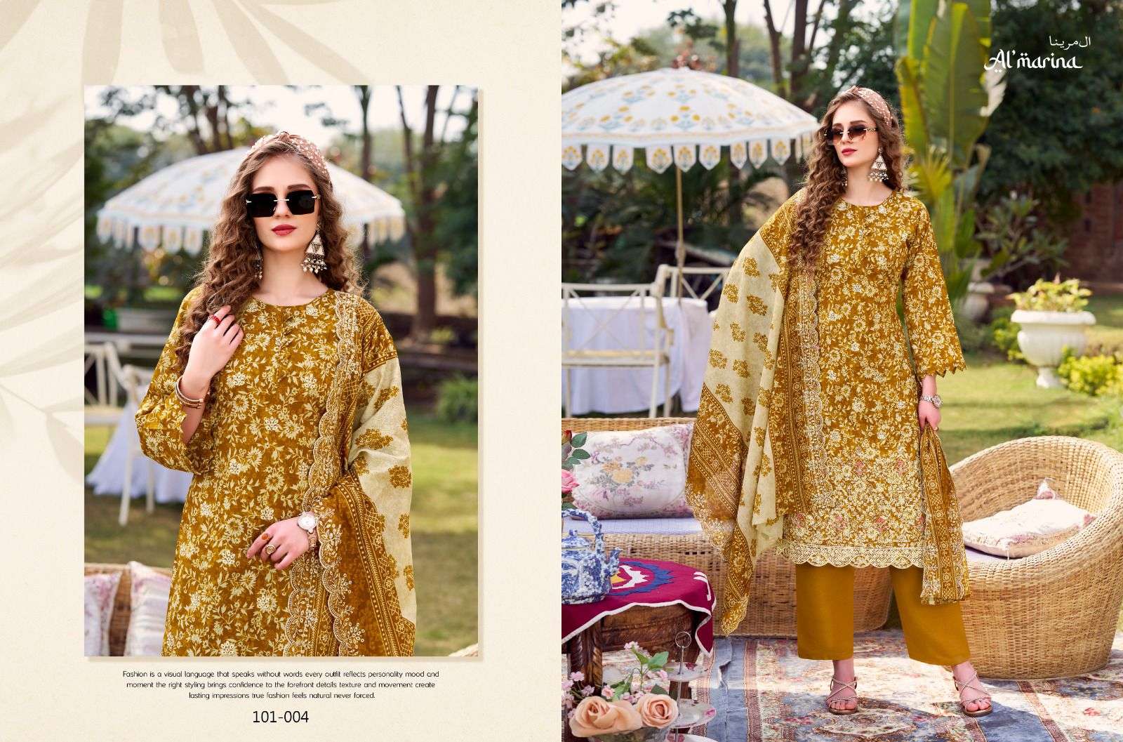 AL MARINA CHIKANKARI COTTON DIGITAL PRINT WITH EMBROIDERY WORK SUIT