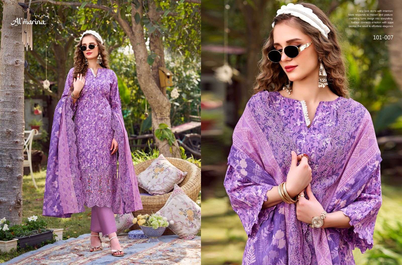 AL MARINA CHIKANKARI COTTON DIGITAL PRINT WITH EMBROIDERY WORK SUIT