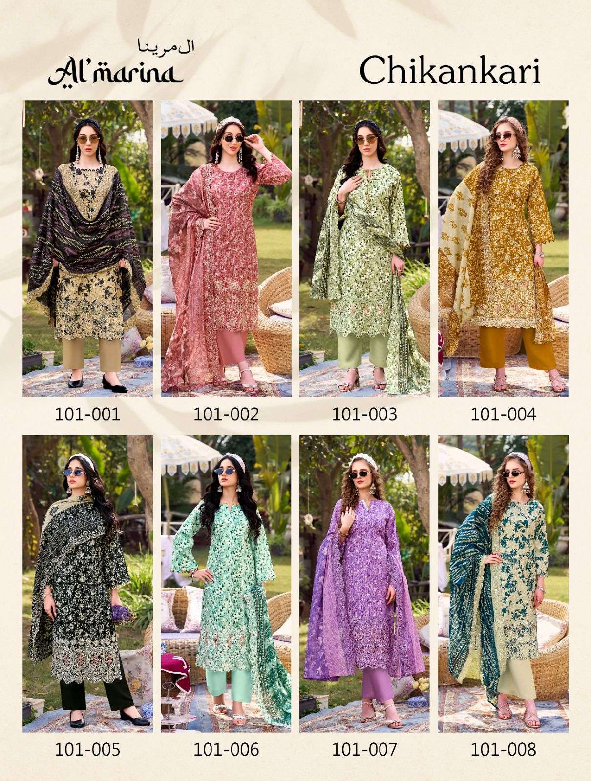 AL MARINA CHIKANKARI COTTON DIGITAL PRINT WITH EMBROIDERY WORK SUIT