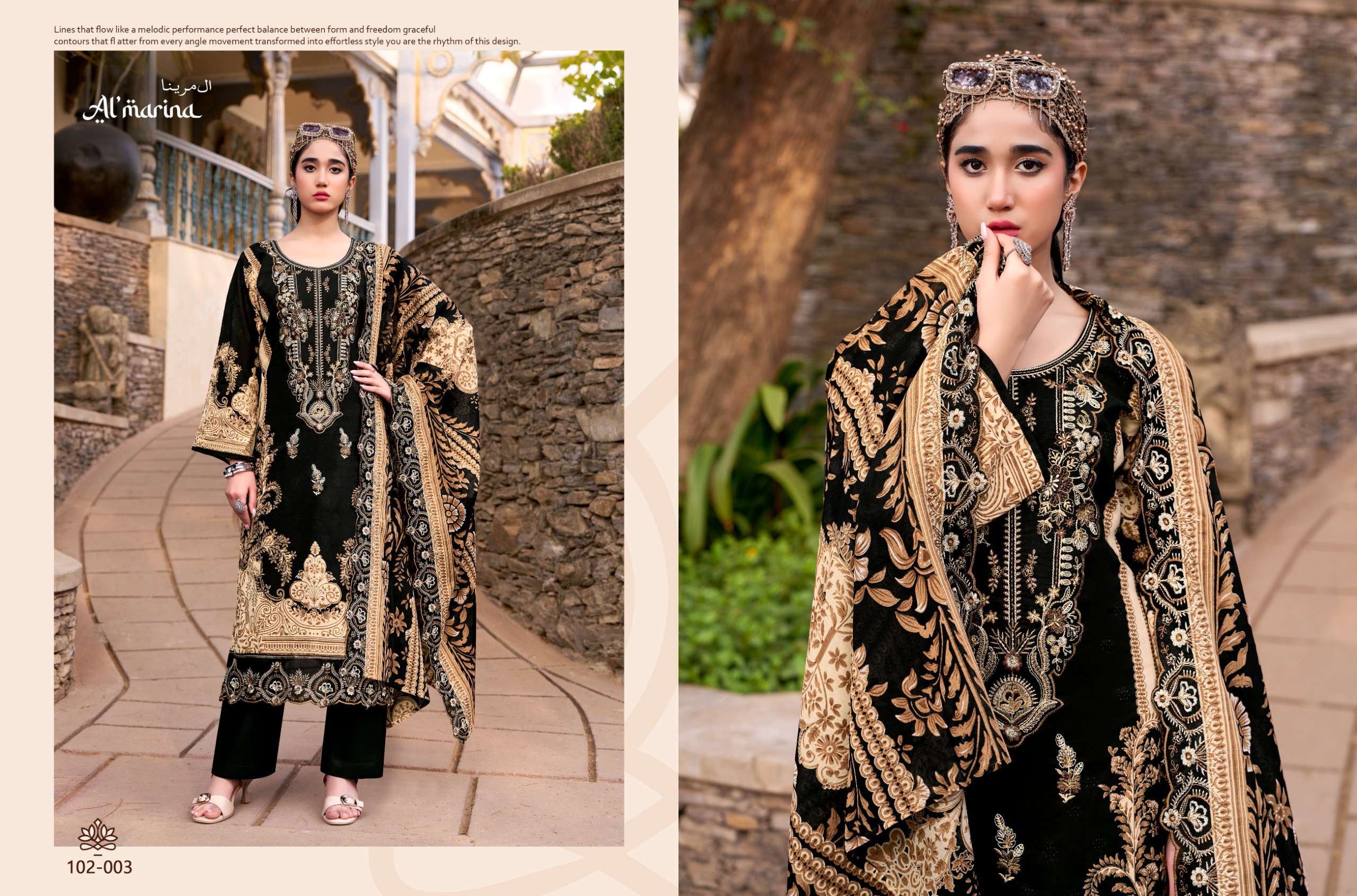 AL MARINA INAYAT COTTON DIGITAL PRINTS WITH FANCY EMBROIDERY WORK SUITS 
