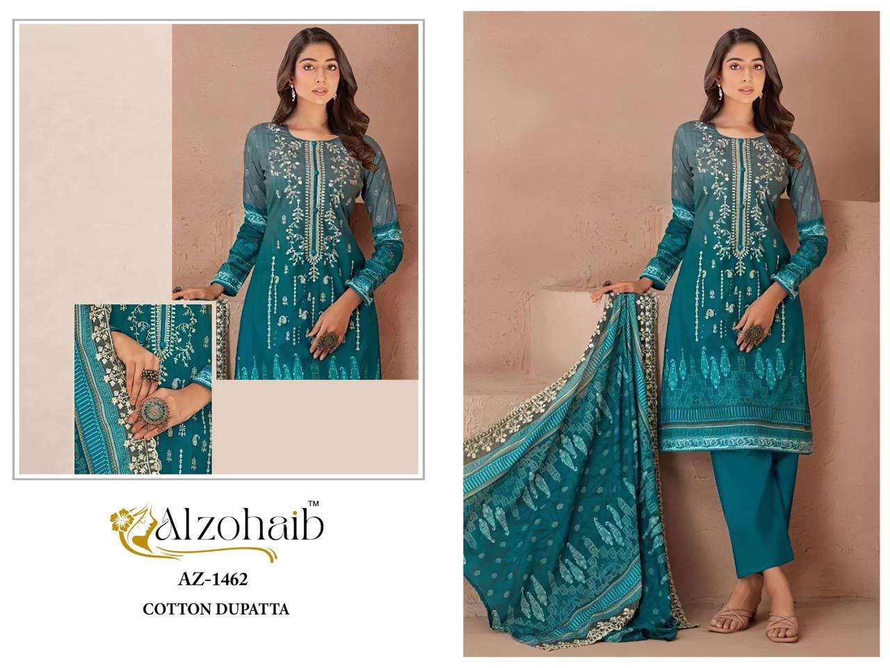 AL ZOHAIB AZ 1462 & 1463 COTTON EMBROIDERY DESIGNER SALWAR KAMEEZ 