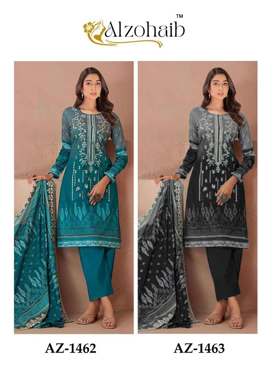 AL ZOHAIB AZ 1462 & 1463 COTTON EMBROIDERY DESIGNER SALWAR KAMEEZ 