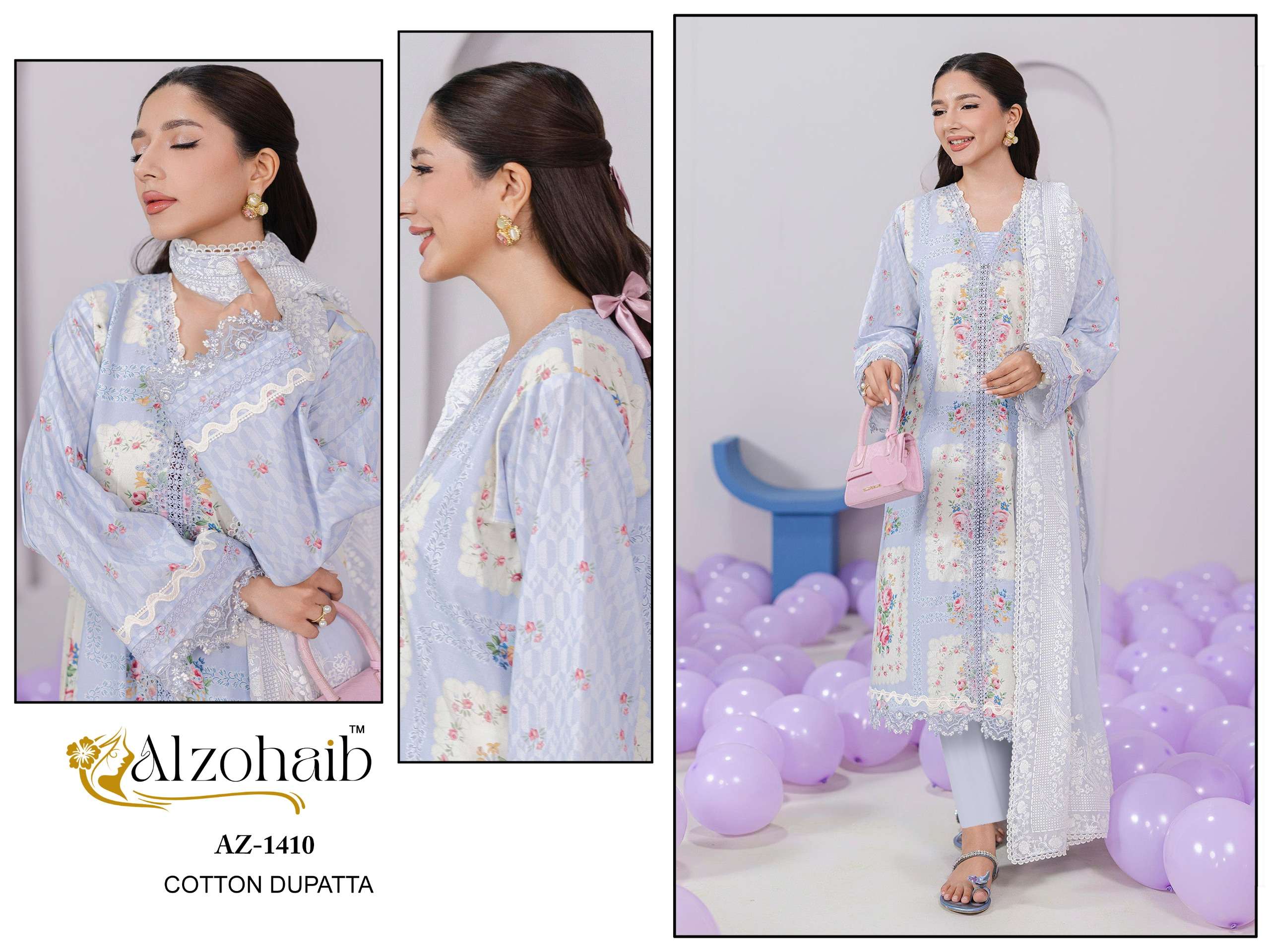AL ZOHAIB AZIZA VOL 1 COTTON PATCH EMBROIDERY WORK SALWAR KAMEEZ 