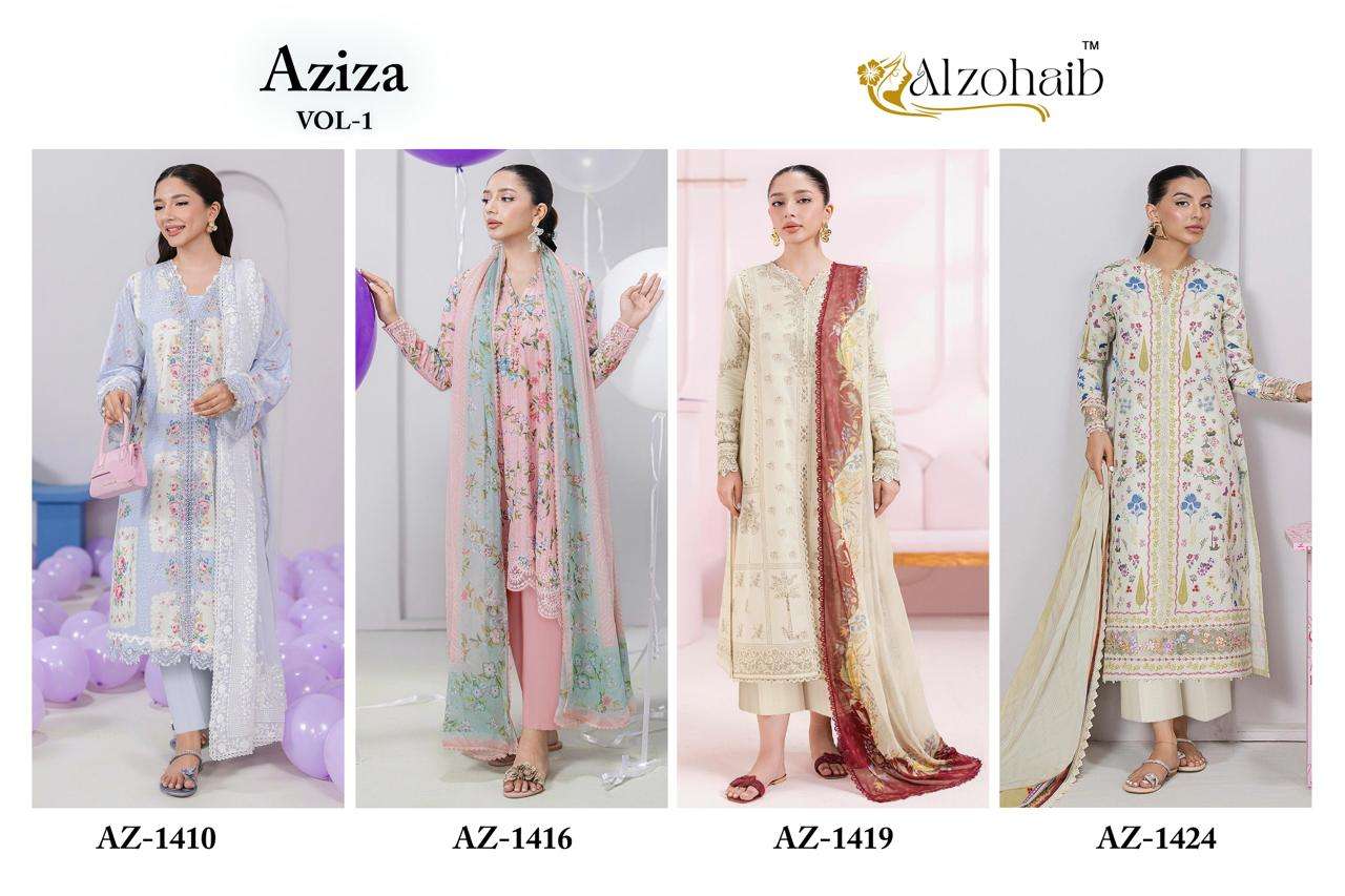 AL ZOHAIB AZIZA VOL 1 COTTON PATCH EMBROIDERY WORK SALWAR KAMEEZ 