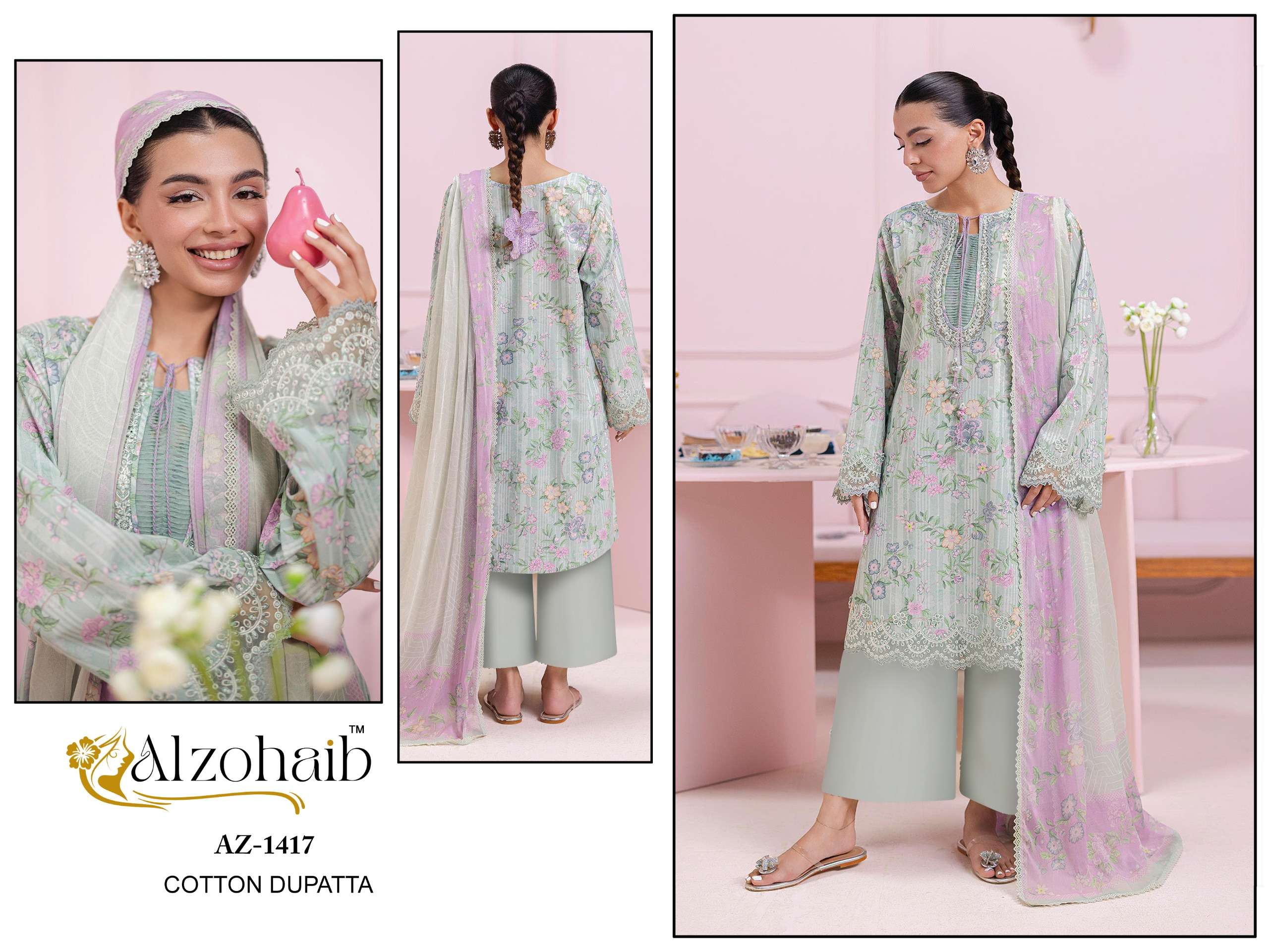 AL ZOHAIB IBARIS VOL 1 COTTON PATCH EMBROIDERY WORK SALWAR KAMEEZ 