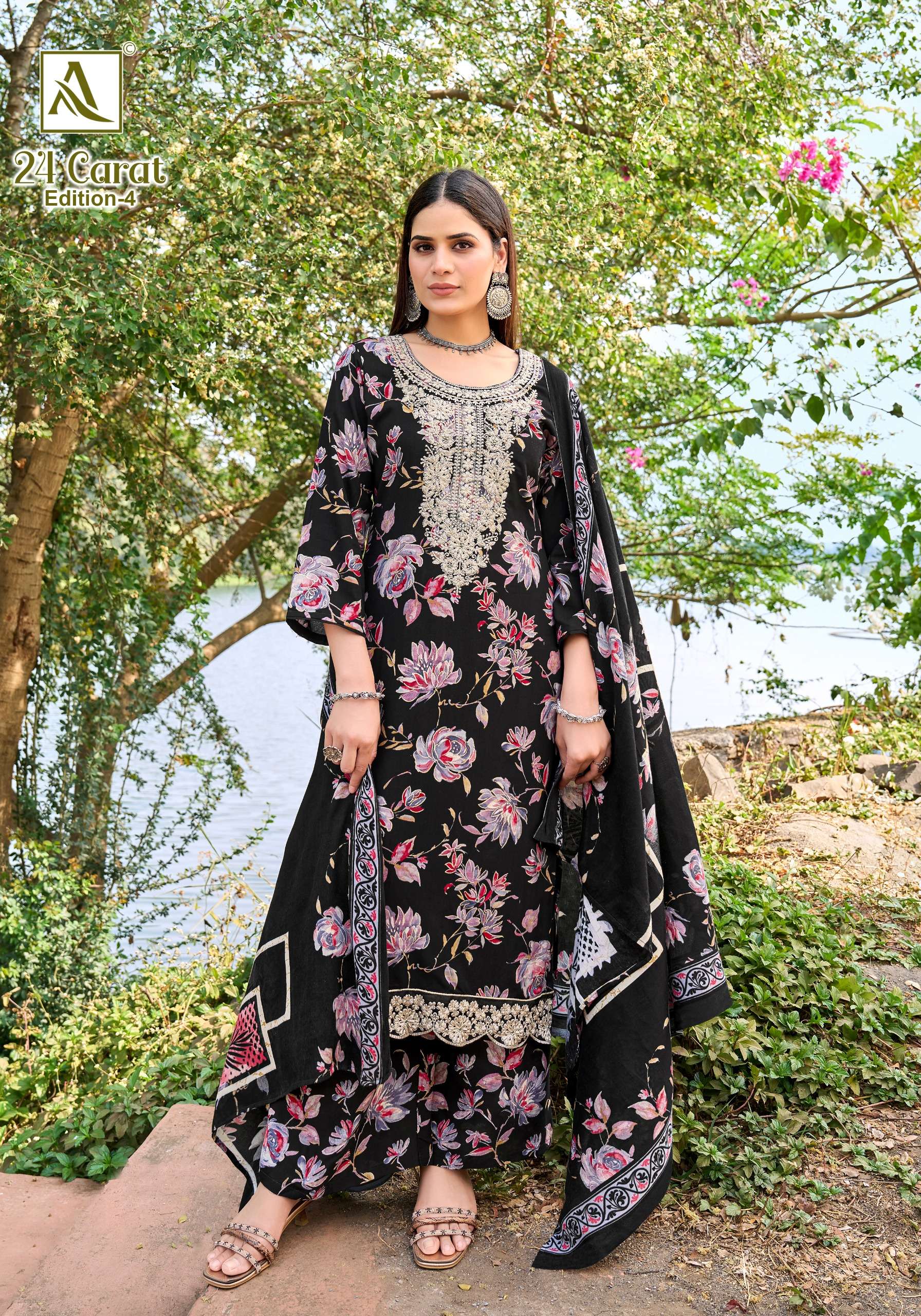 ALOK SUITS 24 CARAT VOL 4 RAYON FANCY EMBROIDERIES WORK SUIT