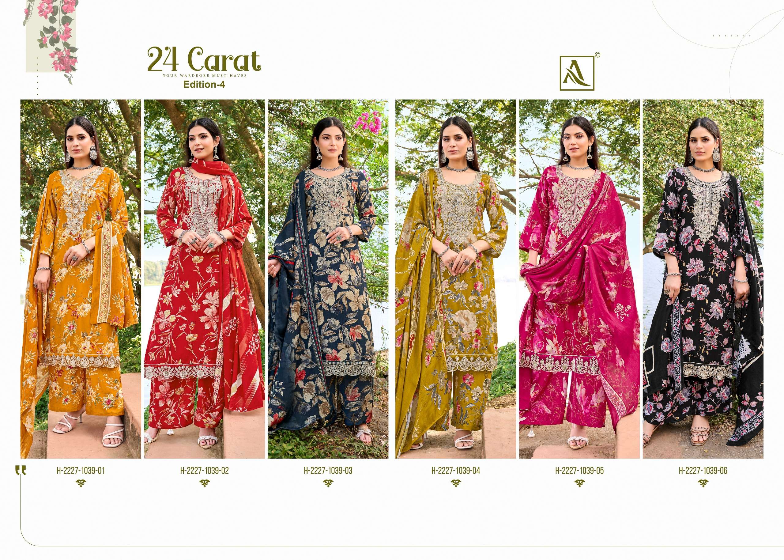 ALOK SUITS 24 CARAT VOL 4 RAYON FANCY EMBROIDERIES WORK SUIT
