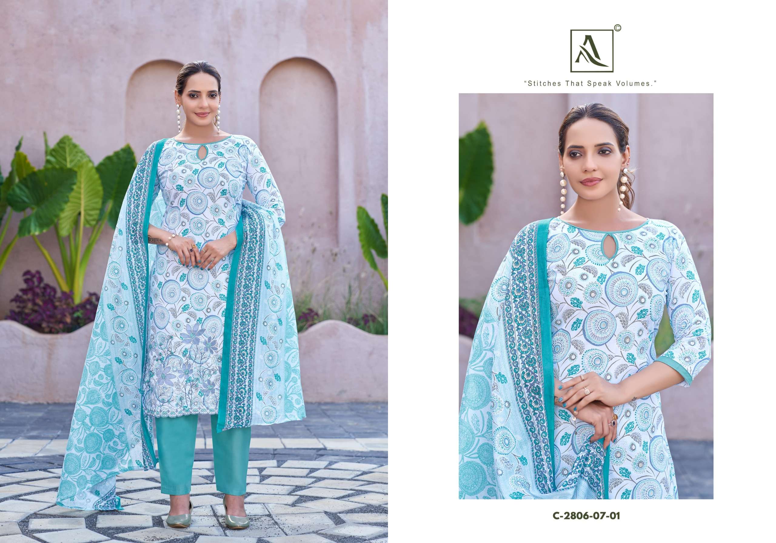 ALOK SUITS ADEENA COTTON PRINT WITH FANCY EMBROIDERY WORK SUIT