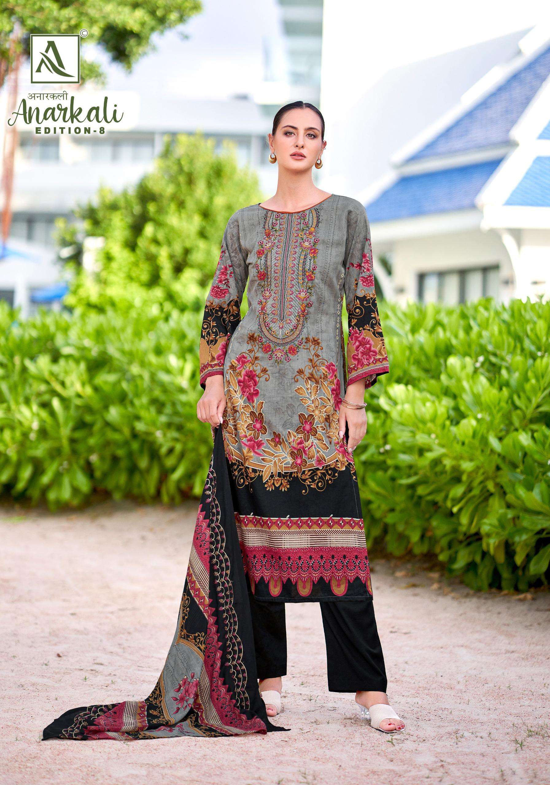 ALOK SUITS ANARKALI VOL 8 COTTON PRINT WITH FANCY EMBROIDERY WORK SUIT