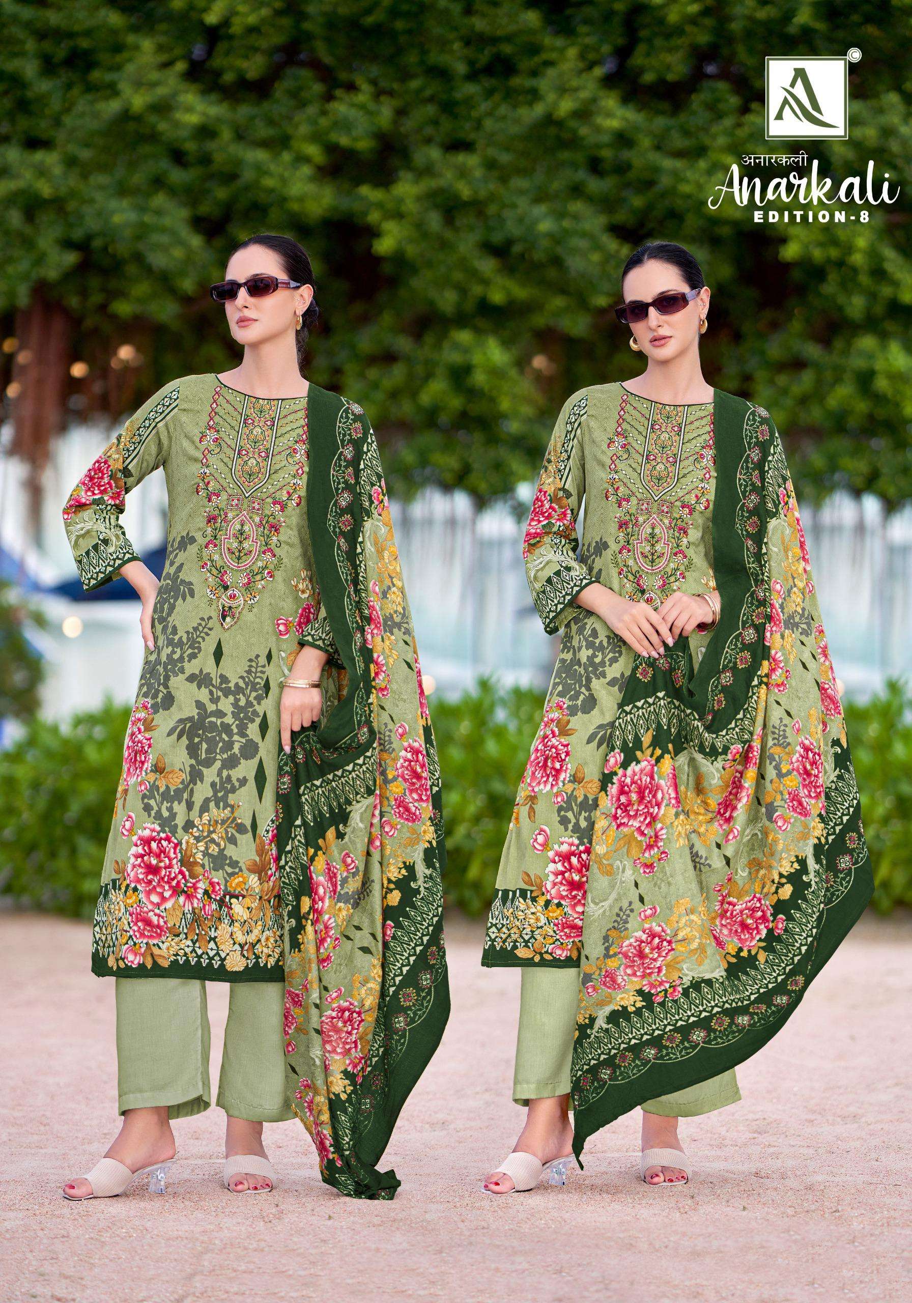 ALOK SUITS ANARKALI VOL 8 COTTON PRINT WITH FANCY EMBROIDERY WORK SUIT