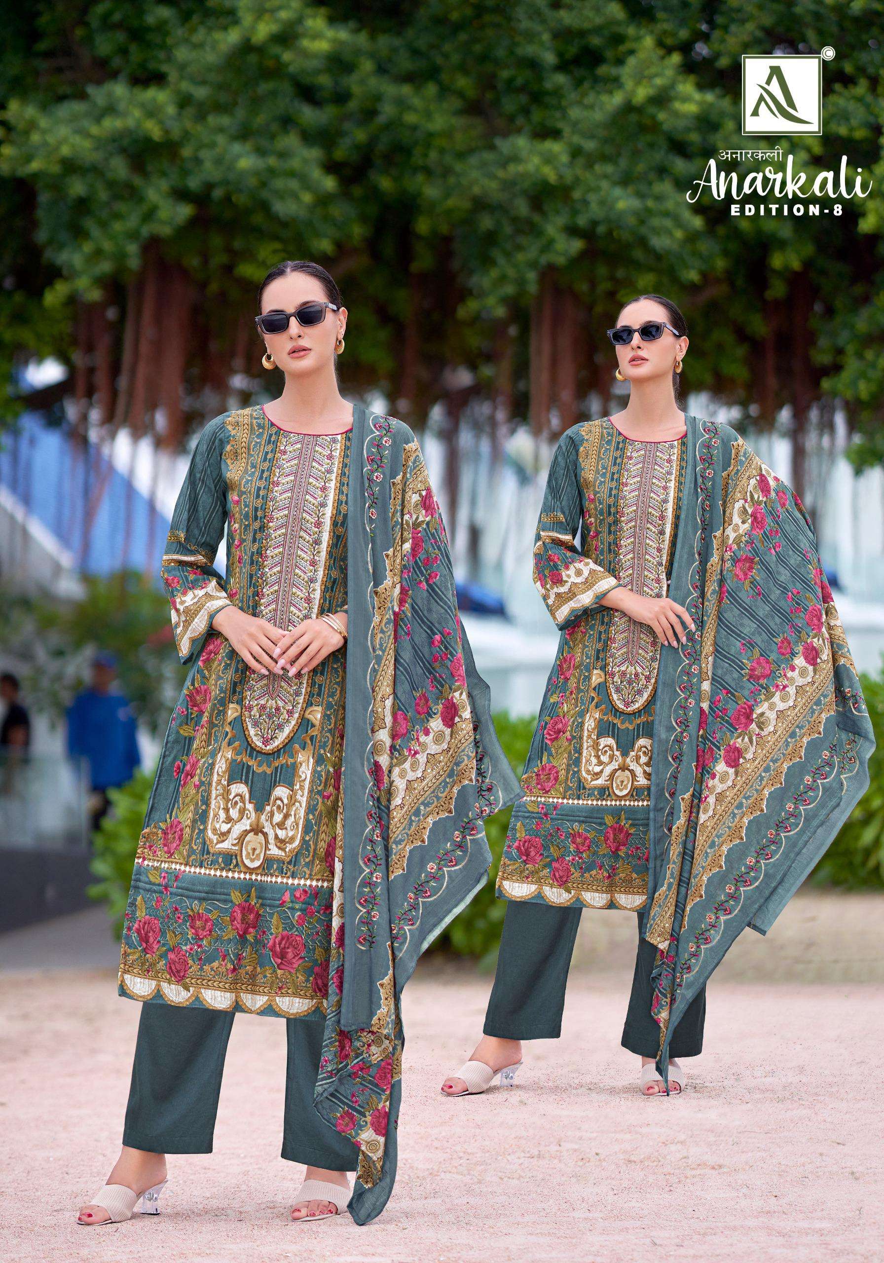 ALOK SUITS ANARKALI VOL 8 COTTON PRINT WITH FANCY EMBROIDERY WORK SUIT