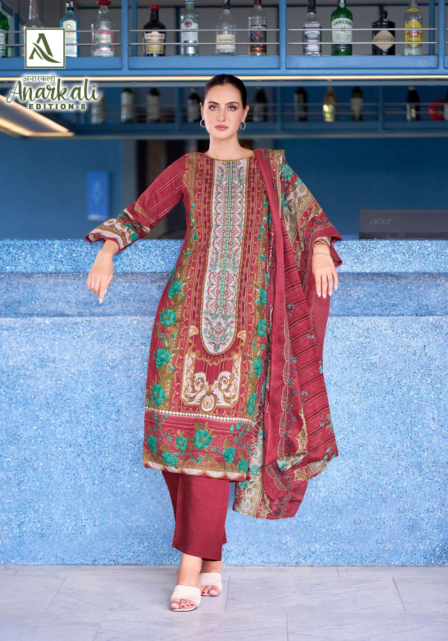 ALOK SUITS ANARKALI VOL 8 COTTON PRINT WITH FANCY EMBROIDERY WORK SUIT