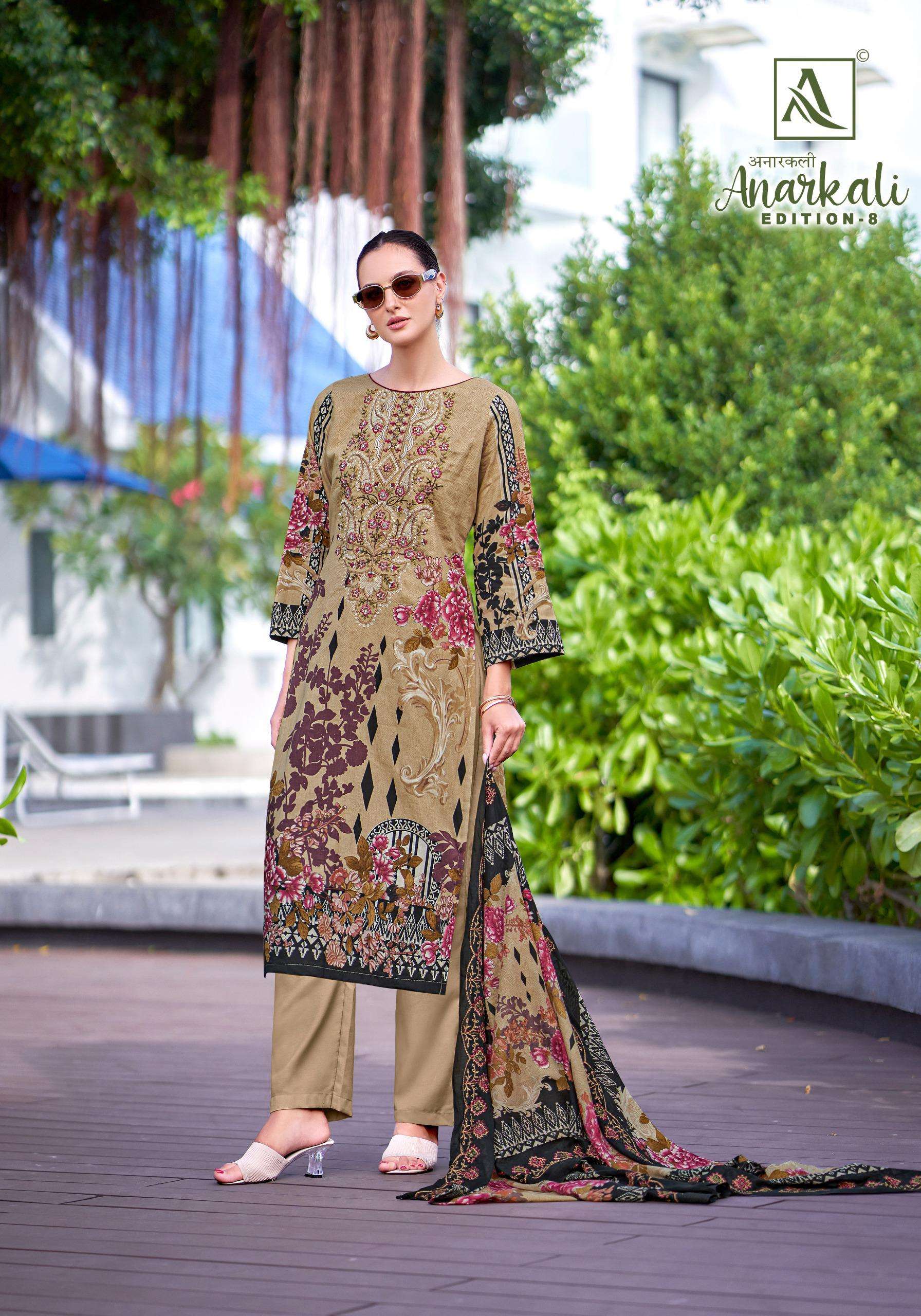 ALOK SUITS ANARKALI VOL 8 COTTON PRINT WITH FANCY EMBROIDERY WORK SUIT