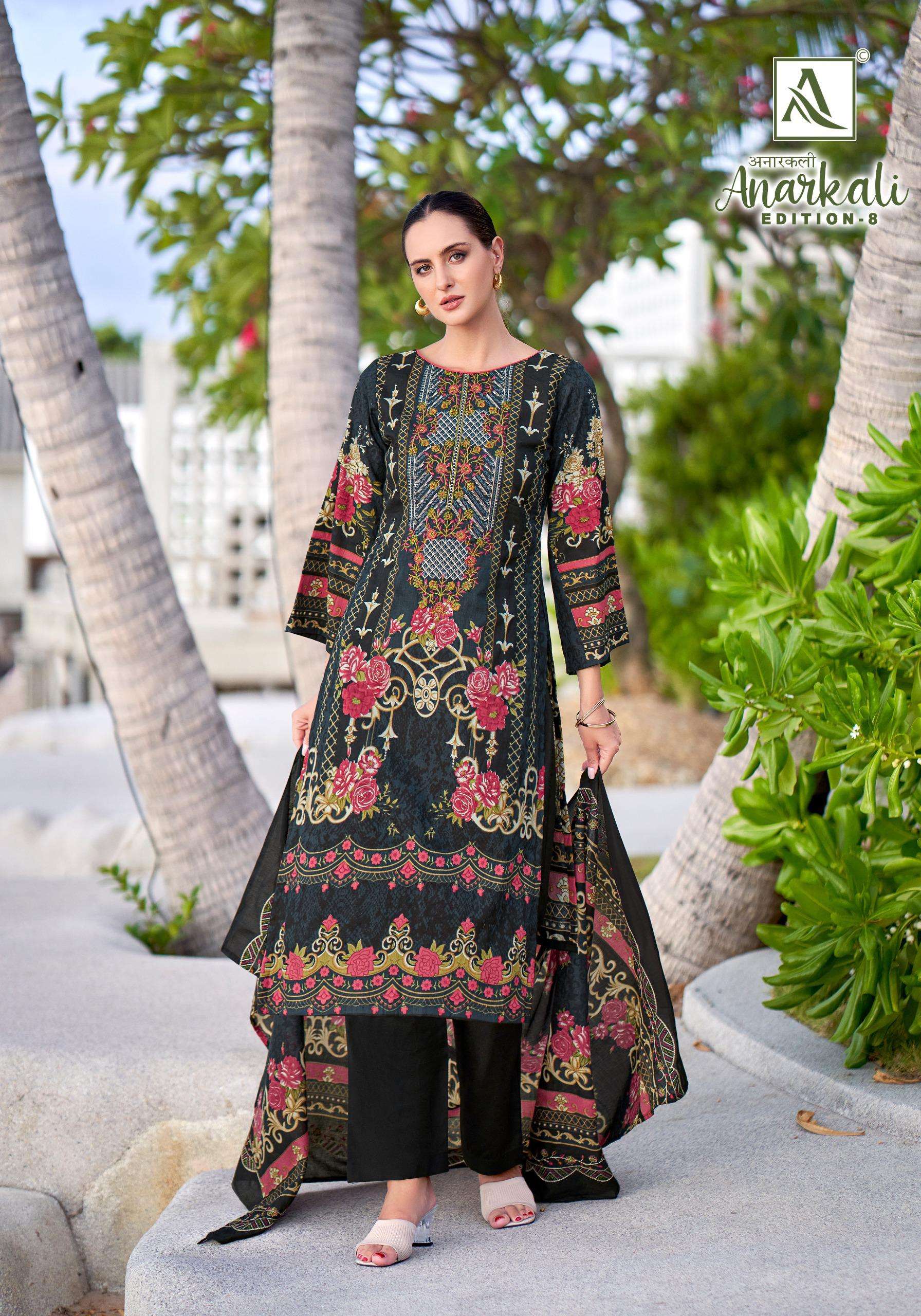 ALOK SUITS ANARKALI VOL 8 COTTON PRINT WITH FANCY EMBROIDERY WORK SUIT