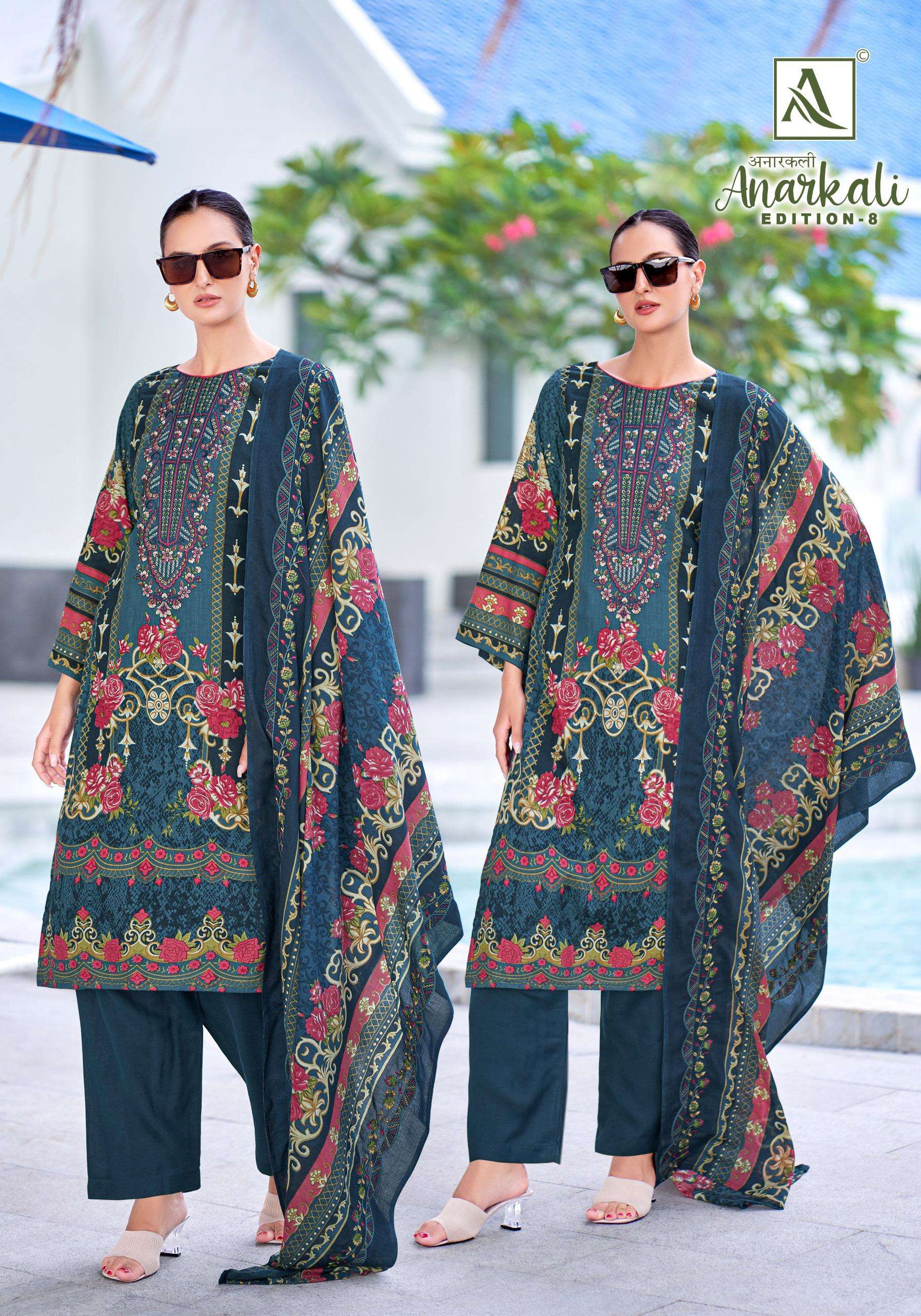 ALOK SUITS ANARKALI VOL 8 COTTON PRINT WITH FANCY EMBROIDERY WORK SUIT