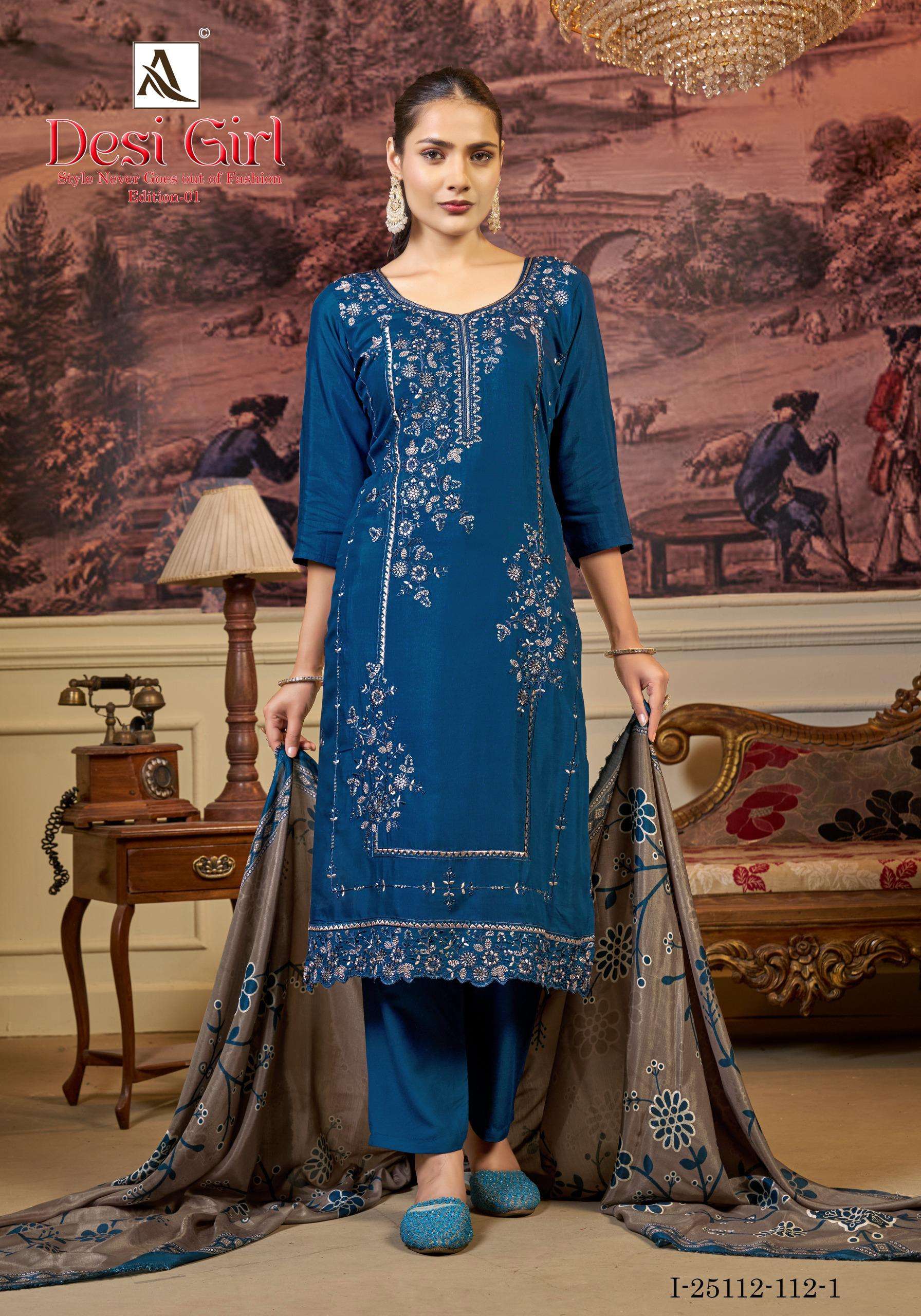 ALOK SUITS DESI GIRL VISCOSE EMBROIDERY DESIGNER WORK LADIES SUIT