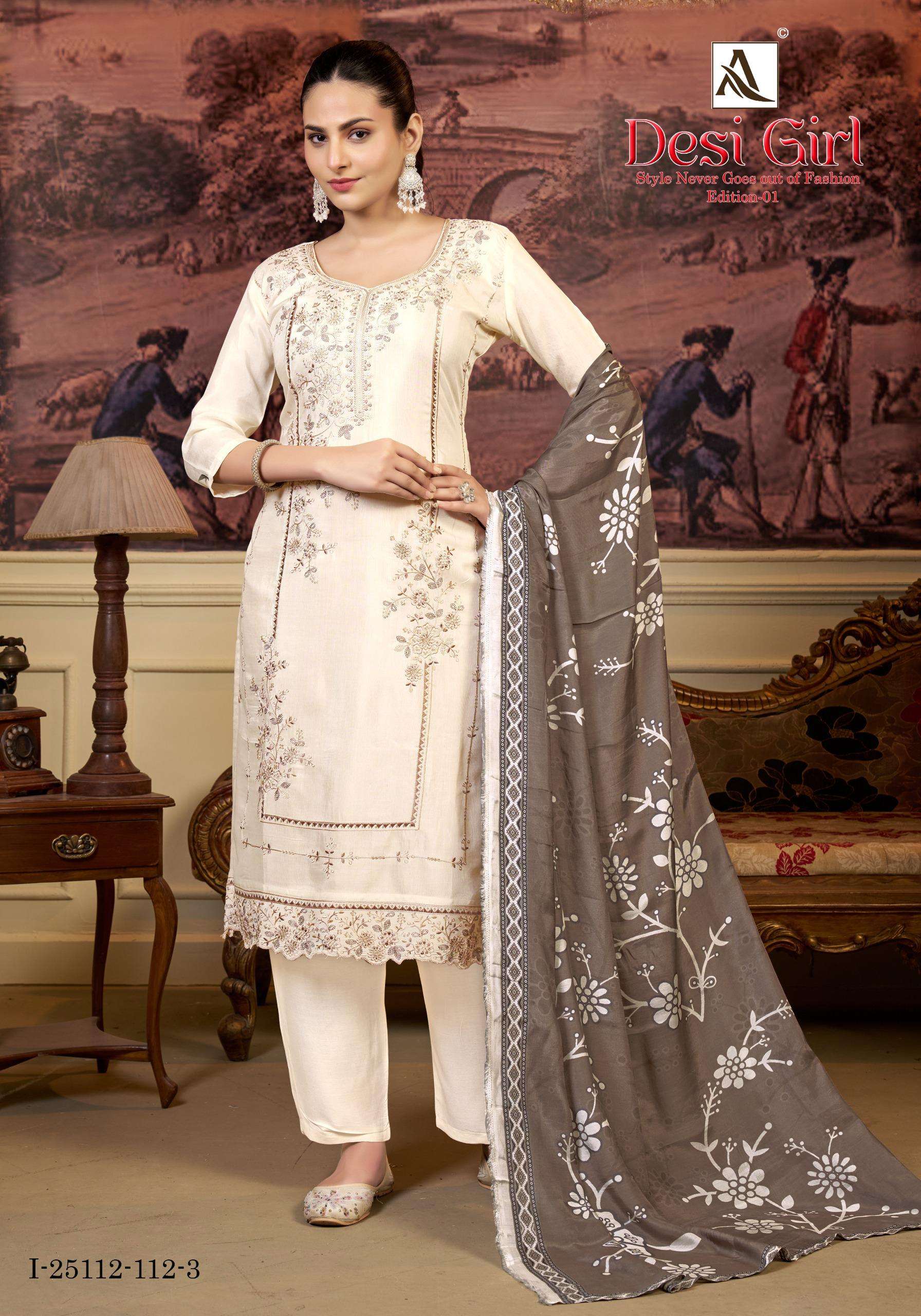 ALOK SUITS DESI GIRL VISCOSE EMBROIDERY DESIGNER WORK LADIES SUIT