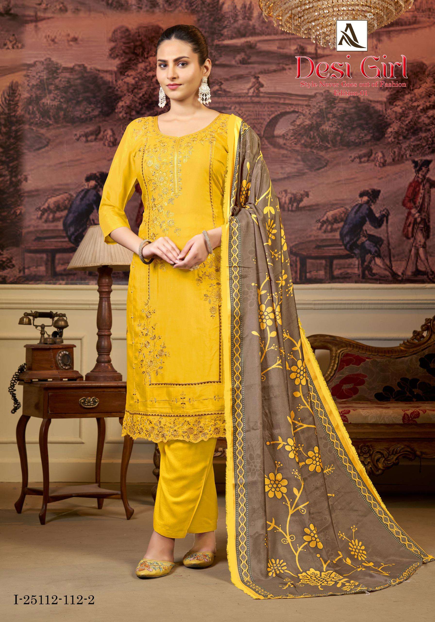 ALOK SUITS DESI GIRL VISCOSE EMBROIDERY DESIGNER WORK LADIES SUIT