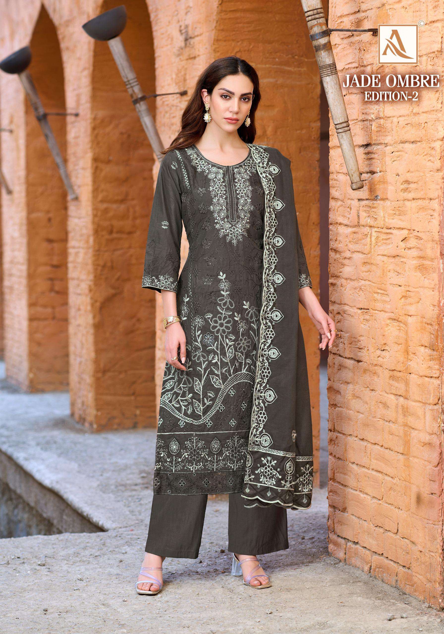ALOK SUITS JADE OMBRE VOL 2 LAWN COTTON FANCY PAKISTANI STYLE WORK SUIT