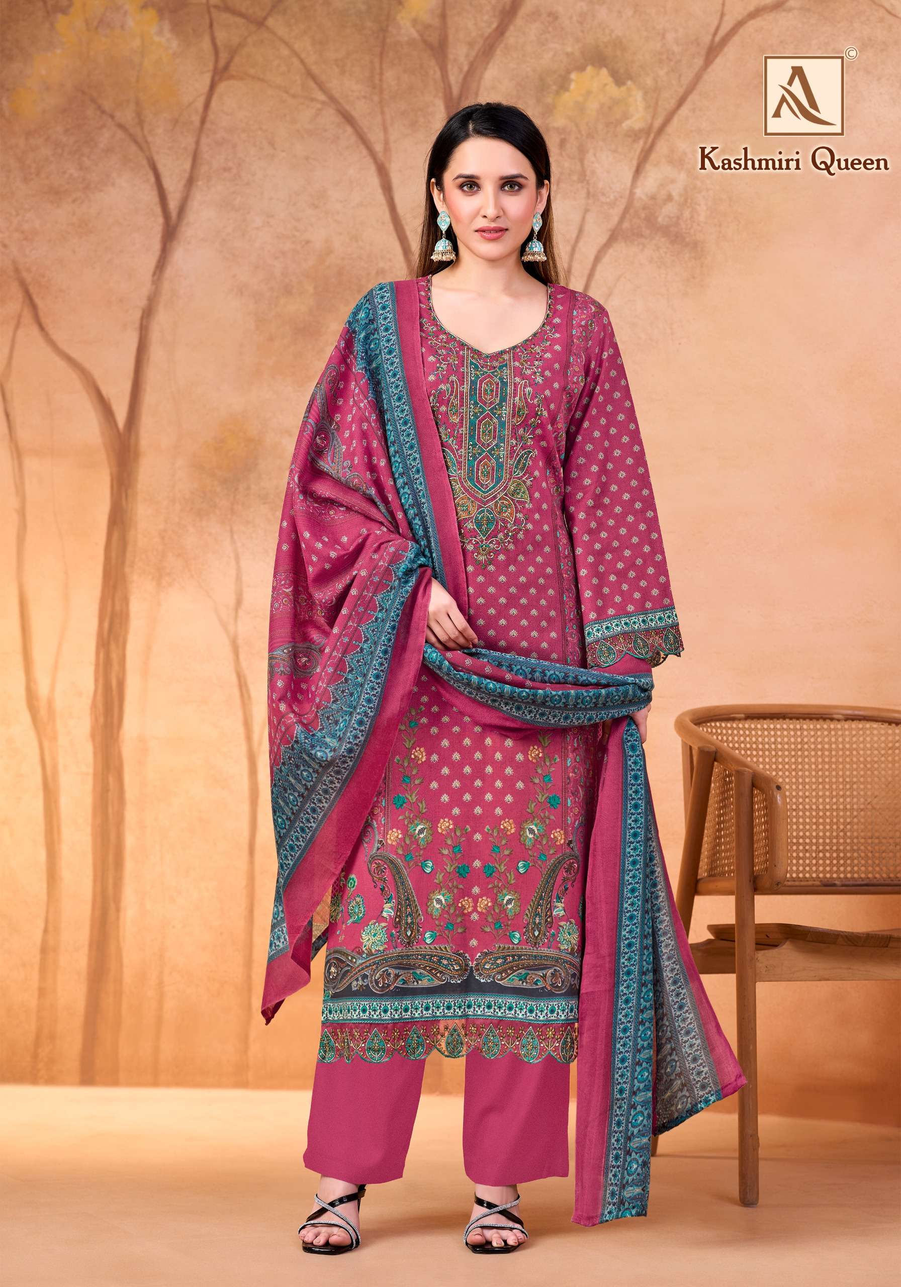ALOK SUITS KASHMIRI QUEEN COTTON PRINT WITH FANCY EMBROIDERY WORK SUIT