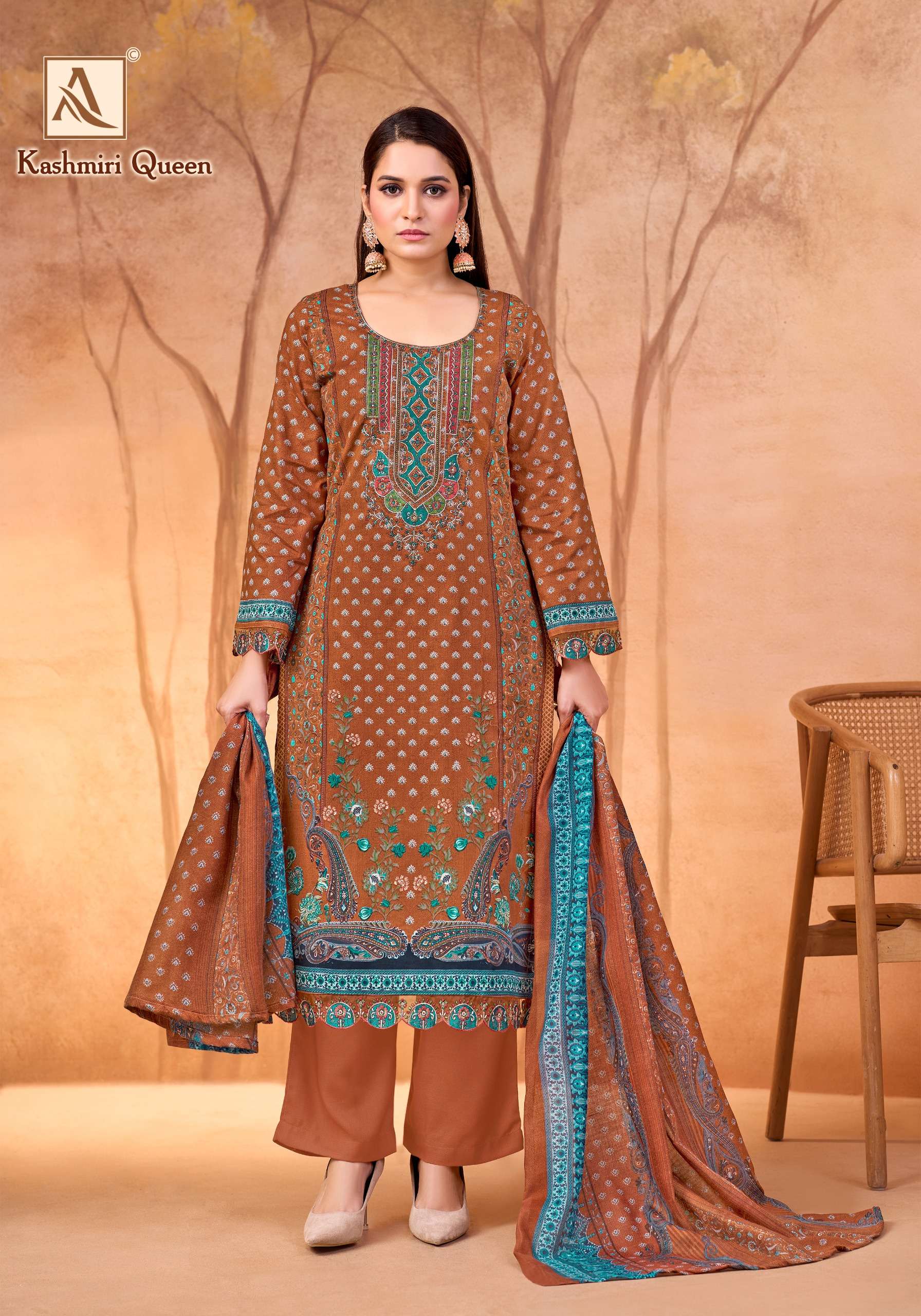 ALOK SUITS KASHMIRI QUEEN COTTON PRINT WITH FANCY EMBROIDERY WORK SUIT