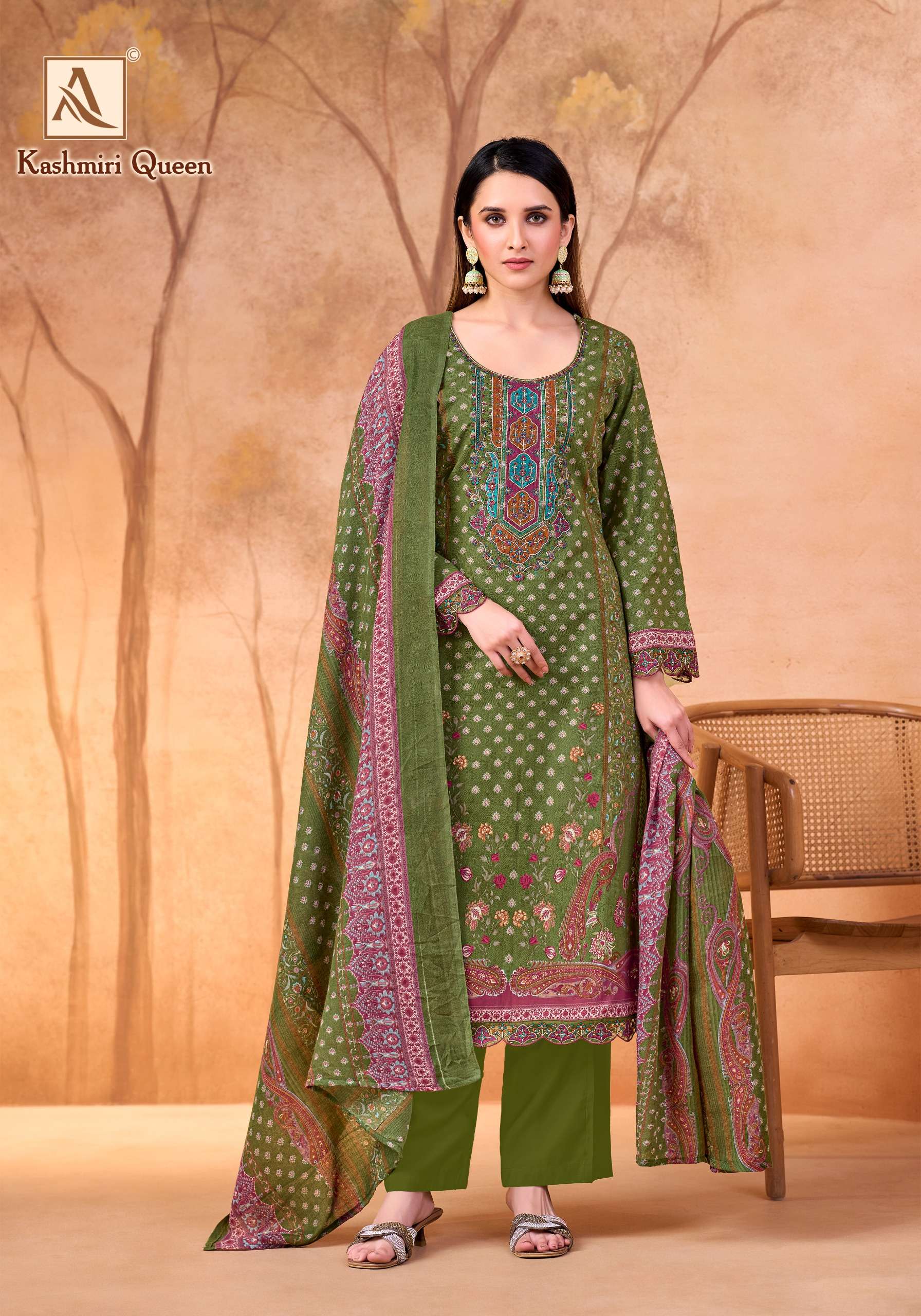 ALOK SUITS KASHMIRI QUEEN COTTON PRINT WITH FANCY EMBROIDERY WORK SUIT