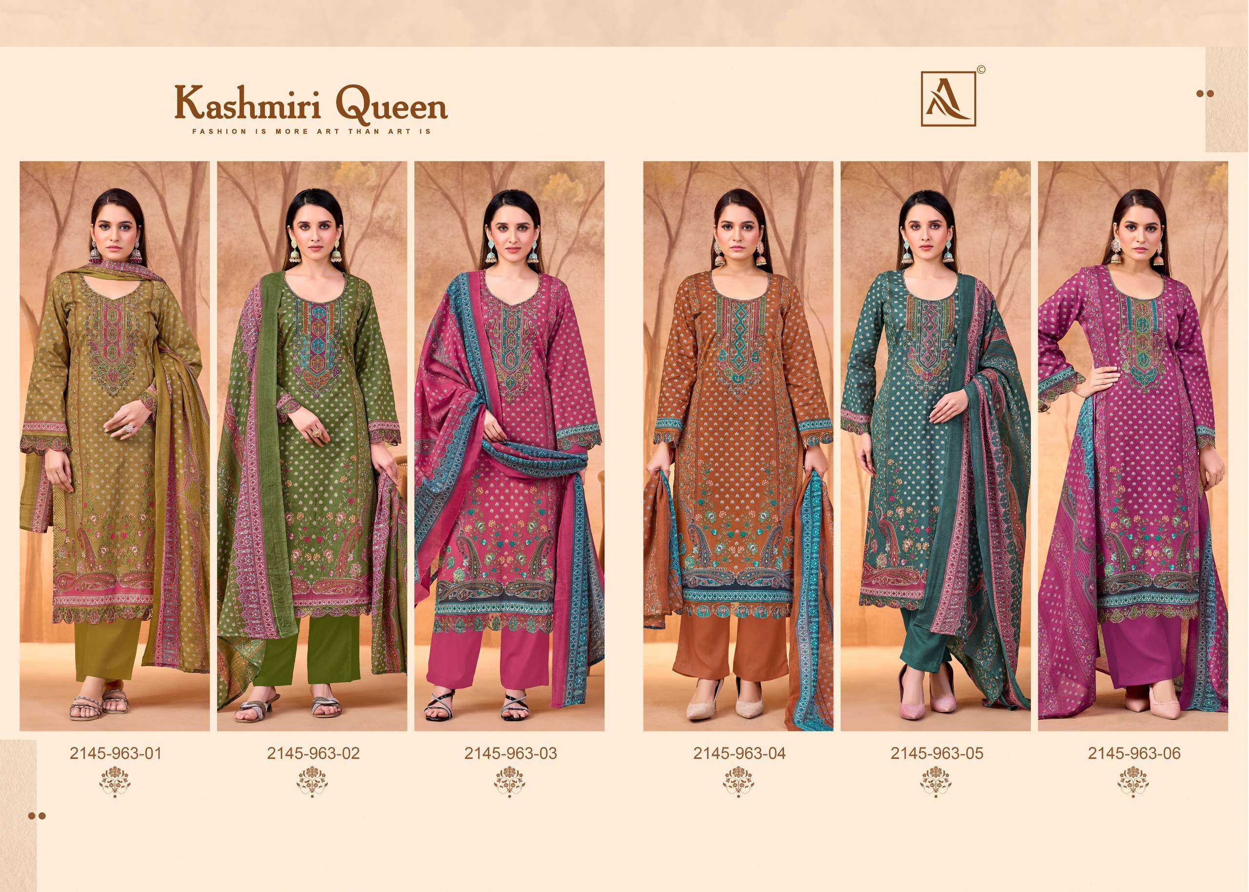 ALOK SUITS KASHMIRI QUEEN COTTON PRINT WITH FANCY EMBROIDERY WORK SUIT