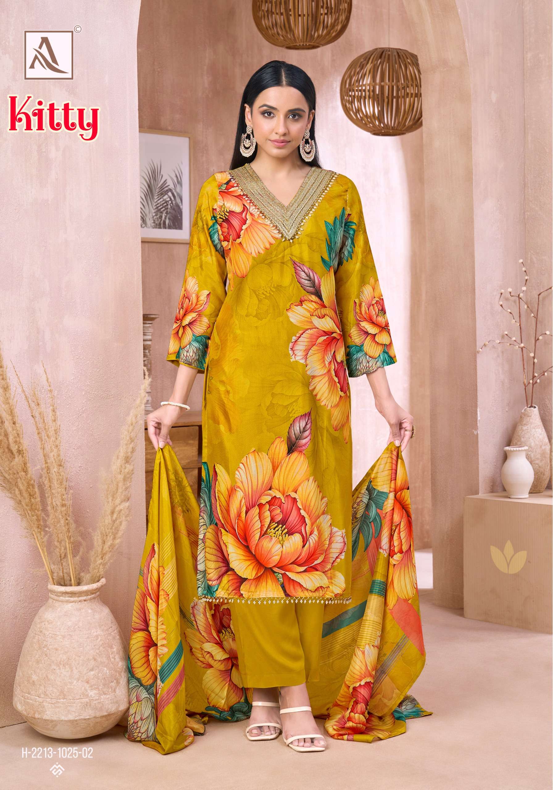 ALOK SUITS KITTY VISCOSE DIGITAL PRINT WITH FANCY LACE WORK LADIES SUIT