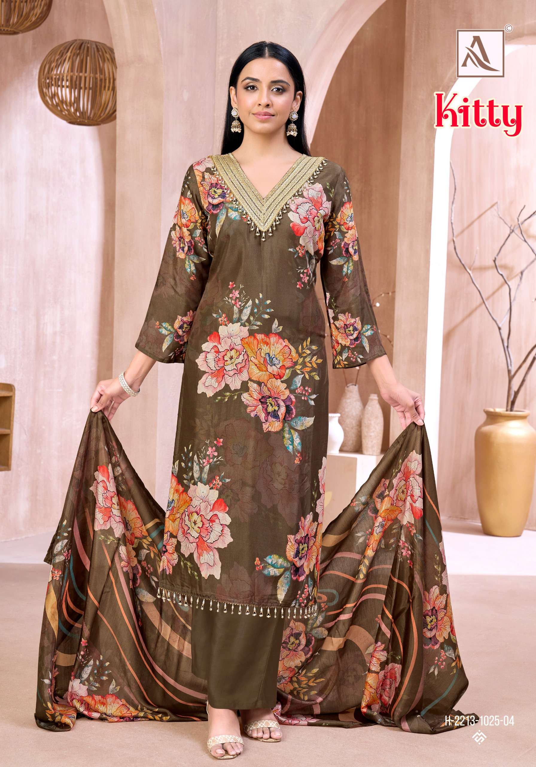 ALOK SUITS KITTY VISCOSE DIGITAL PRINT WITH FANCY LACE WORK LADIES SUIT