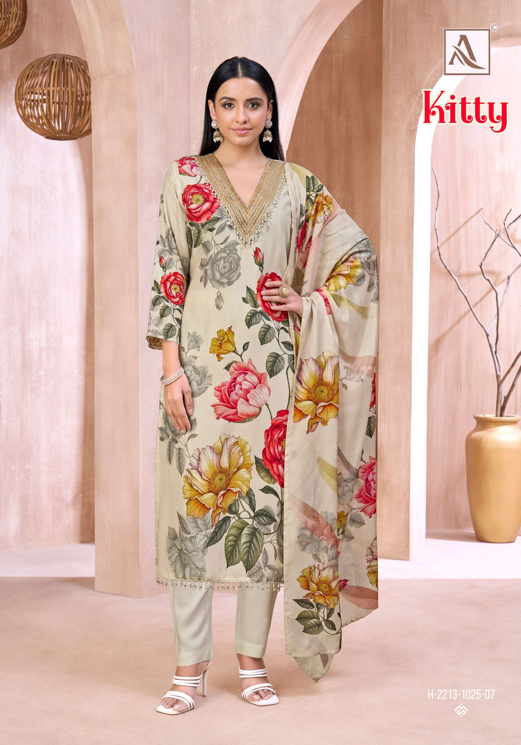 ALOK SUITS KITTY VISCOSE DIGITAL PRINT WITH FANCY LACE WORK LADIES SUIT