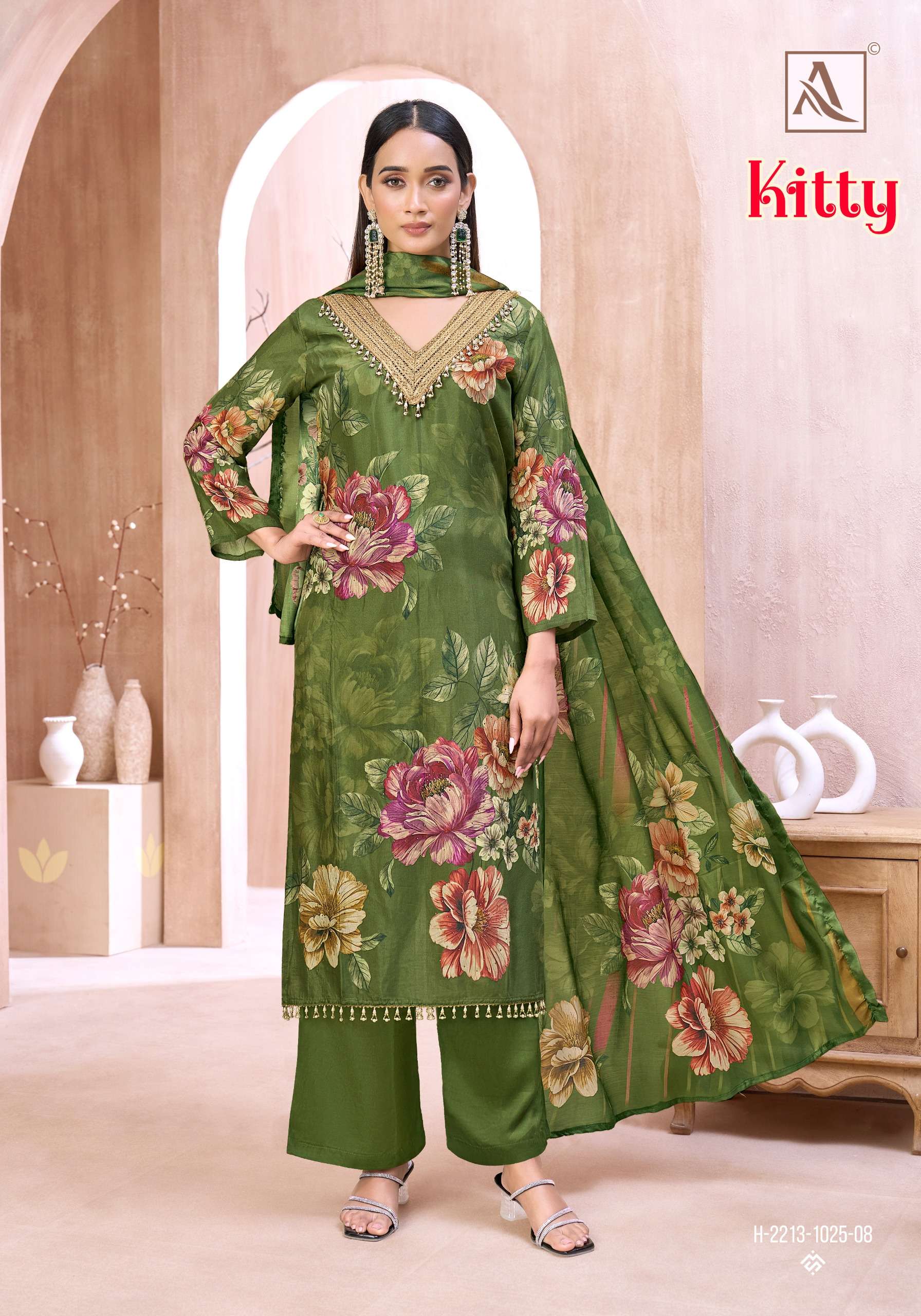 ALOK SUITS KITTY VISCOSE DIGITAL PRINT WITH FANCY LACE WORK LADIES SUIT