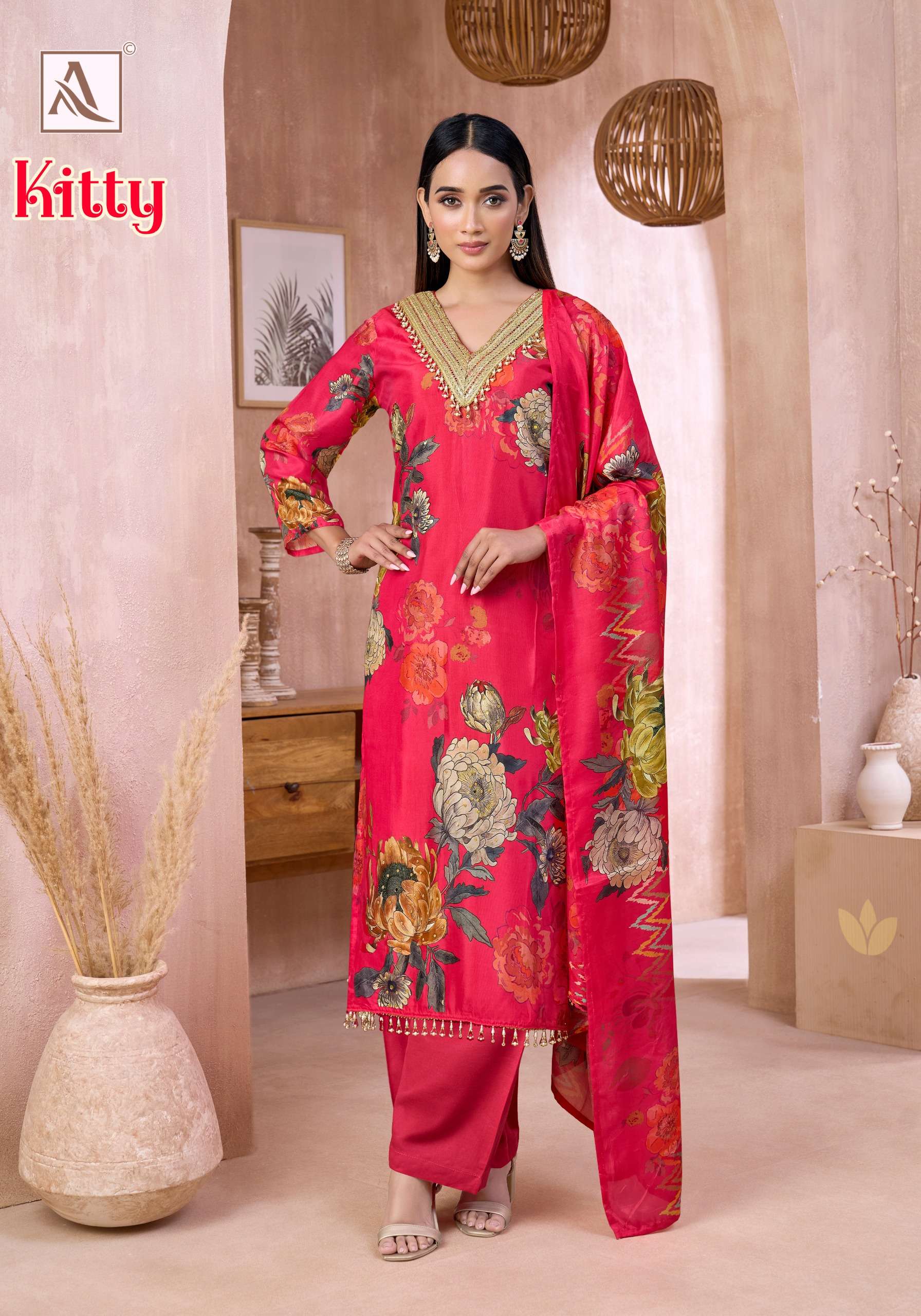 ALOK SUITS KITTY VISCOSE DIGITAL PRINT WITH FANCY LACE WORK LADIES SUIT
