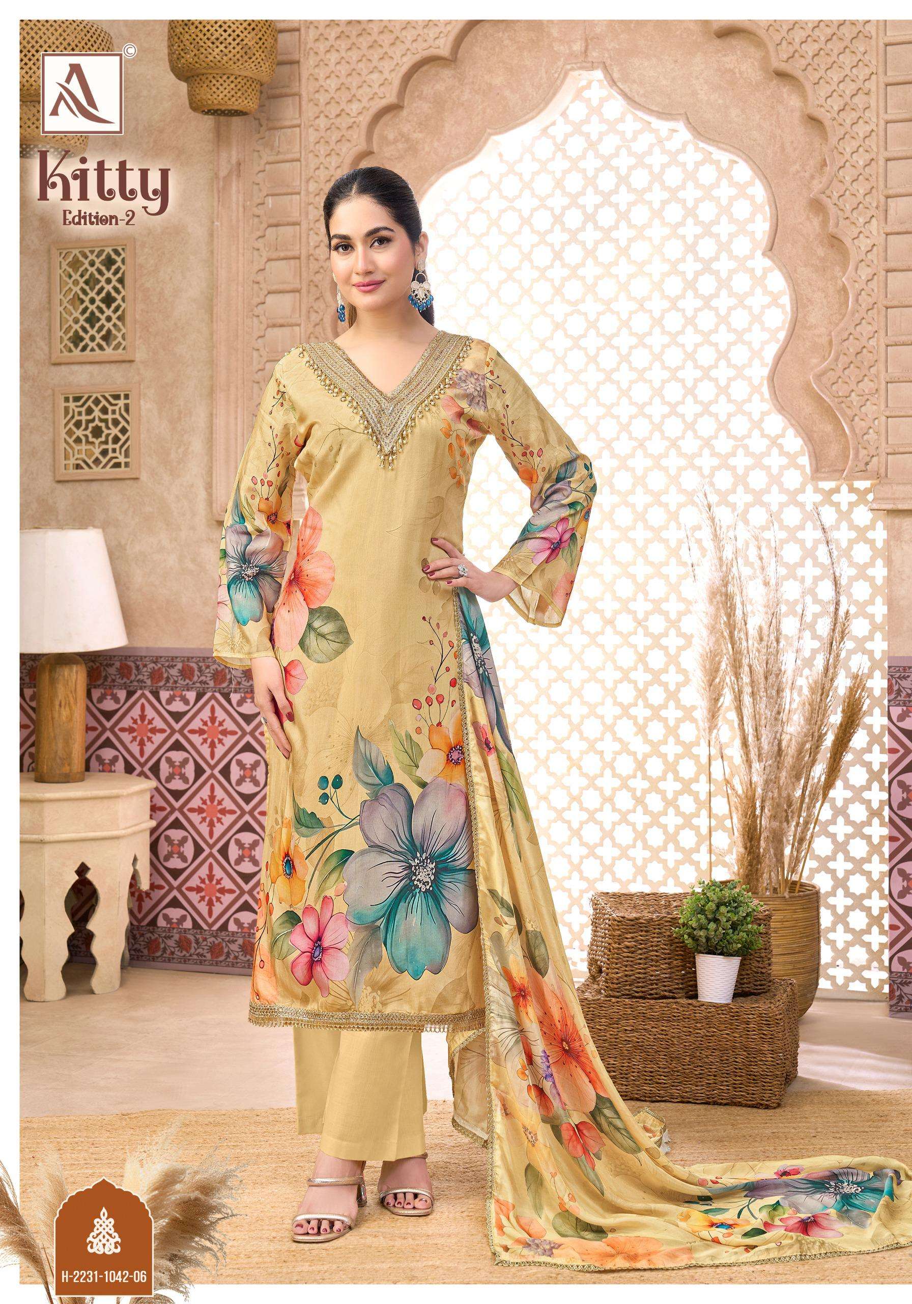 ALOK SUITS KITTY VOL 2 VISCOSE DIGITAL PRINT WITH FANCY EMBROIDERY WORK SUIT
