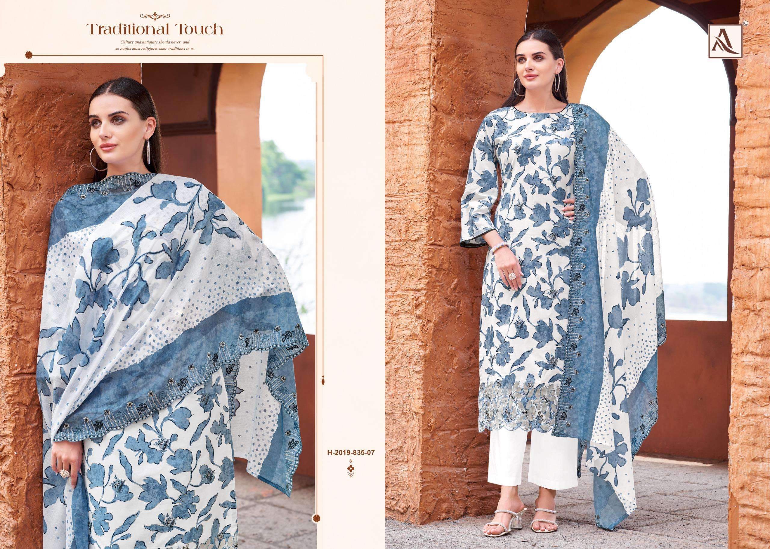 ALOK SUITS MAHRUKH COTTON PRINT WITH FANCY EMBROIDERY WORK SUITS 