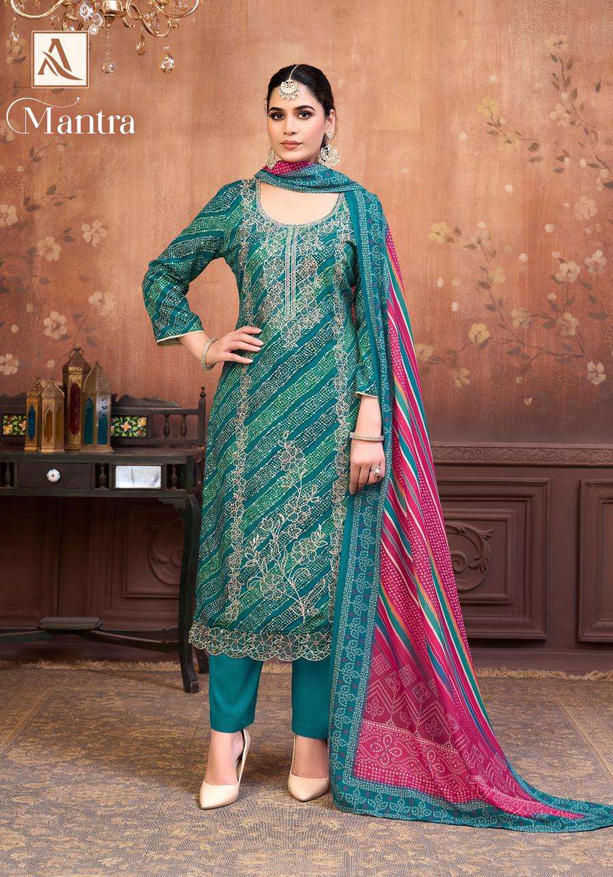 ALOK SUITS MANTRA RAYON PRINT WITH FANCY EMBROIDERY WORK SUIT