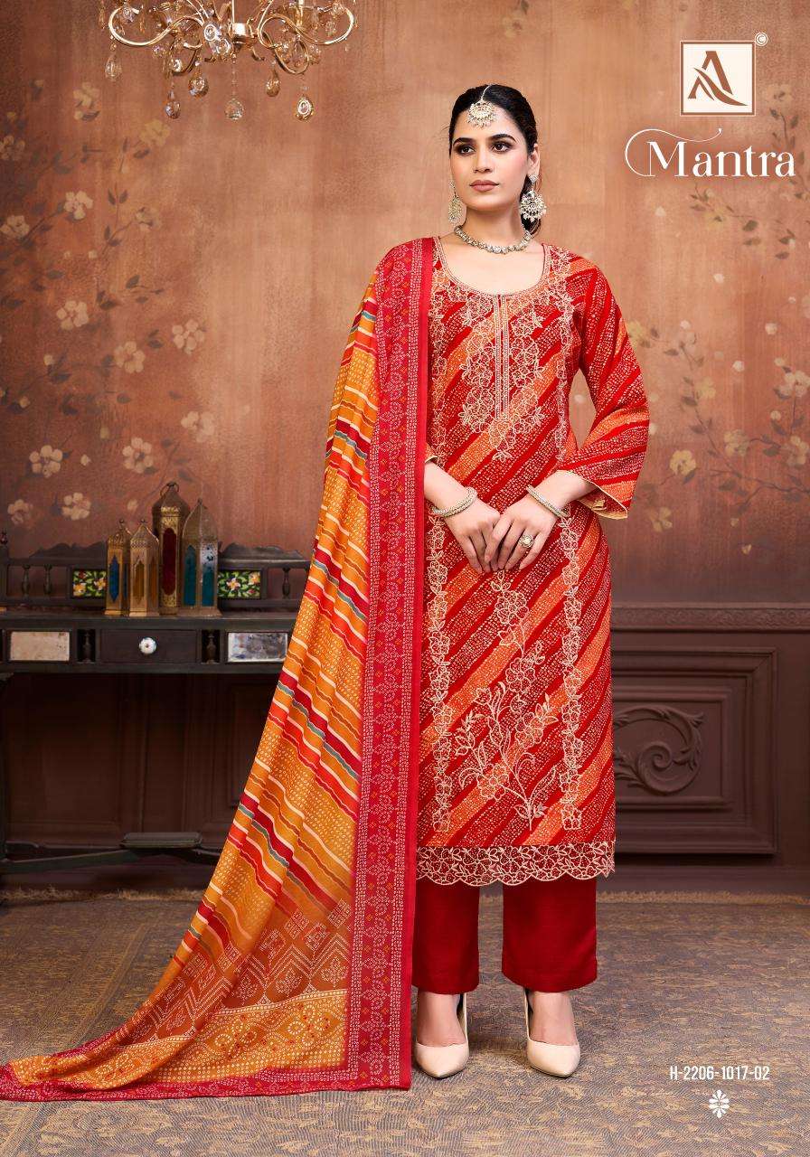 ALOK SUITS MANTRA RAYON PRINT WITH FANCY EMBROIDERY WORK SUIT