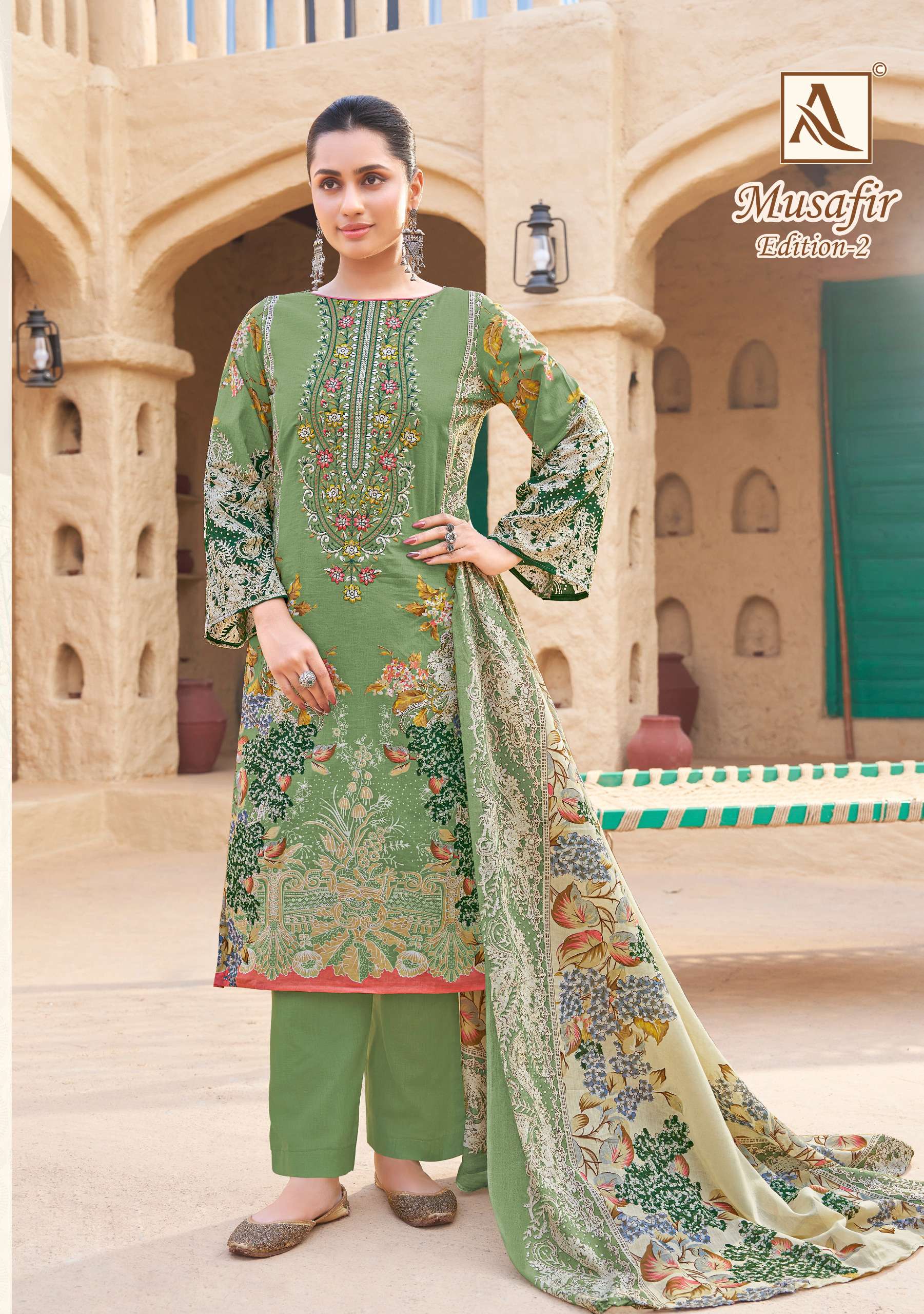 ALOK SUITS MUSAFIR EDITION 2 COTTON PRINT WITH FANCY EMBROIDERY WORK SUIT