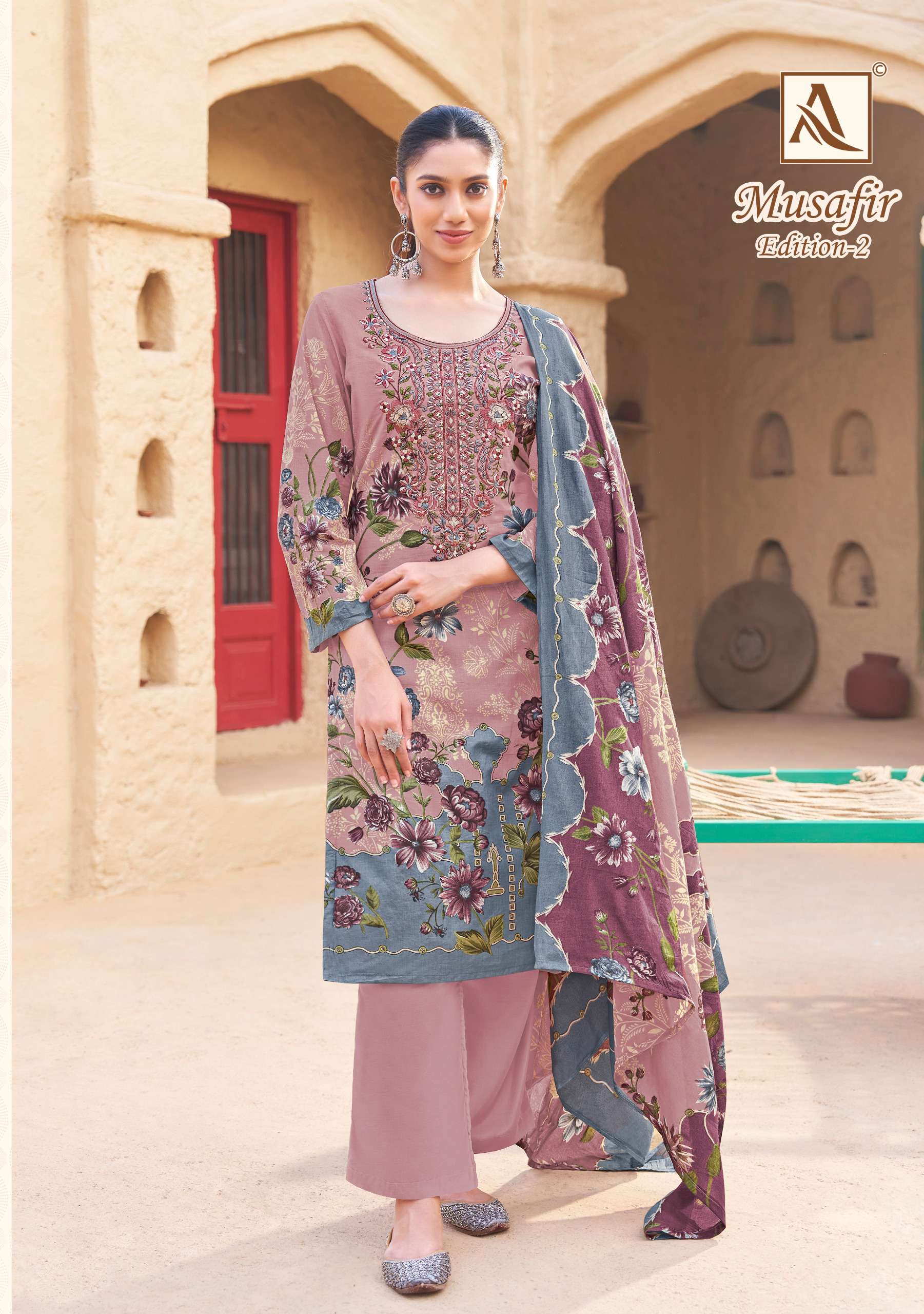 ALOK SUITS MUSAFIR EDITION 2 COTTON PRINT WITH FANCY EMBROIDERY WORK SUIT