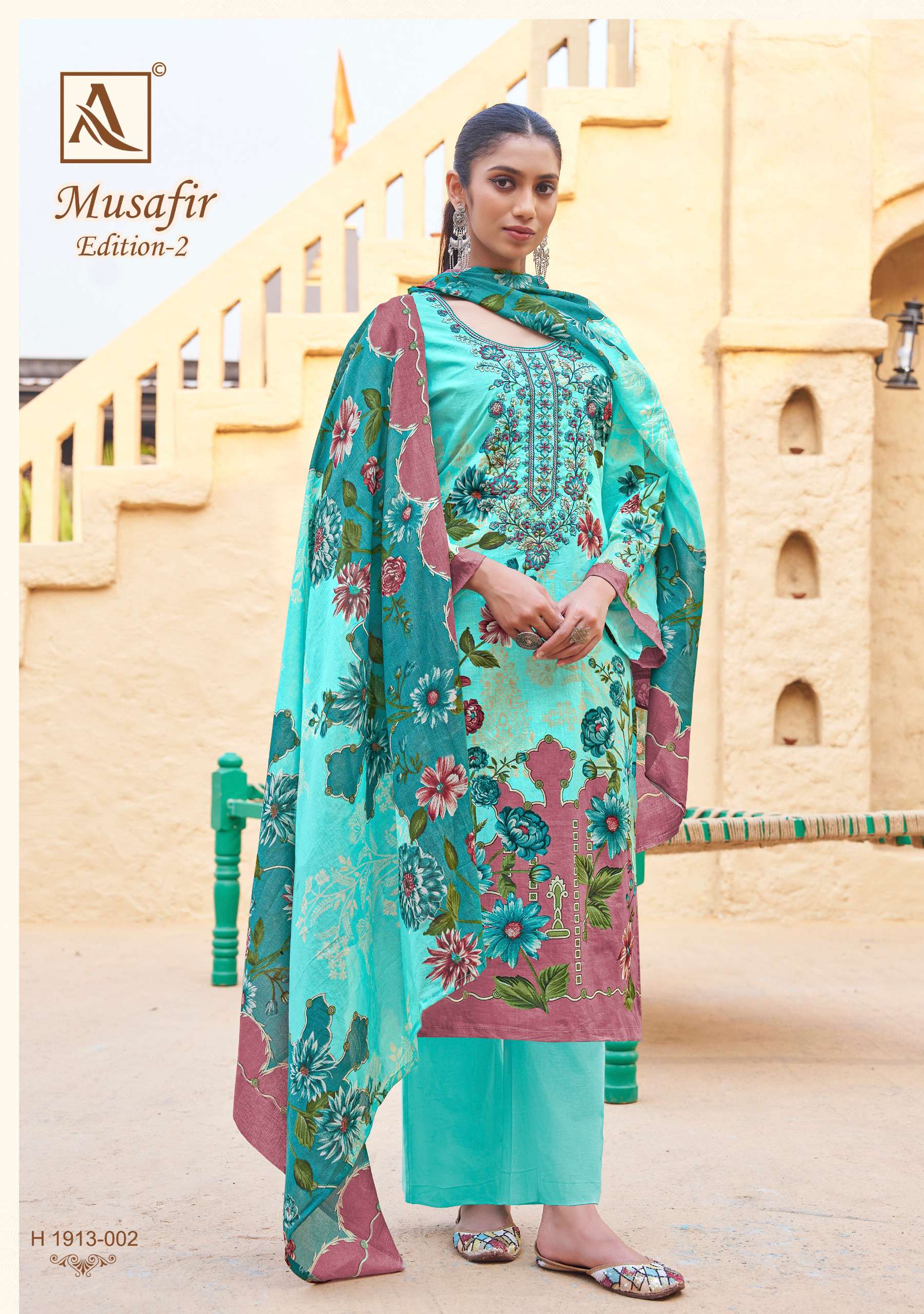 ALOK SUITS MUSAFIR EDITION 2 COTTON PRINT WITH FANCY EMBROIDERY WORK SUIT