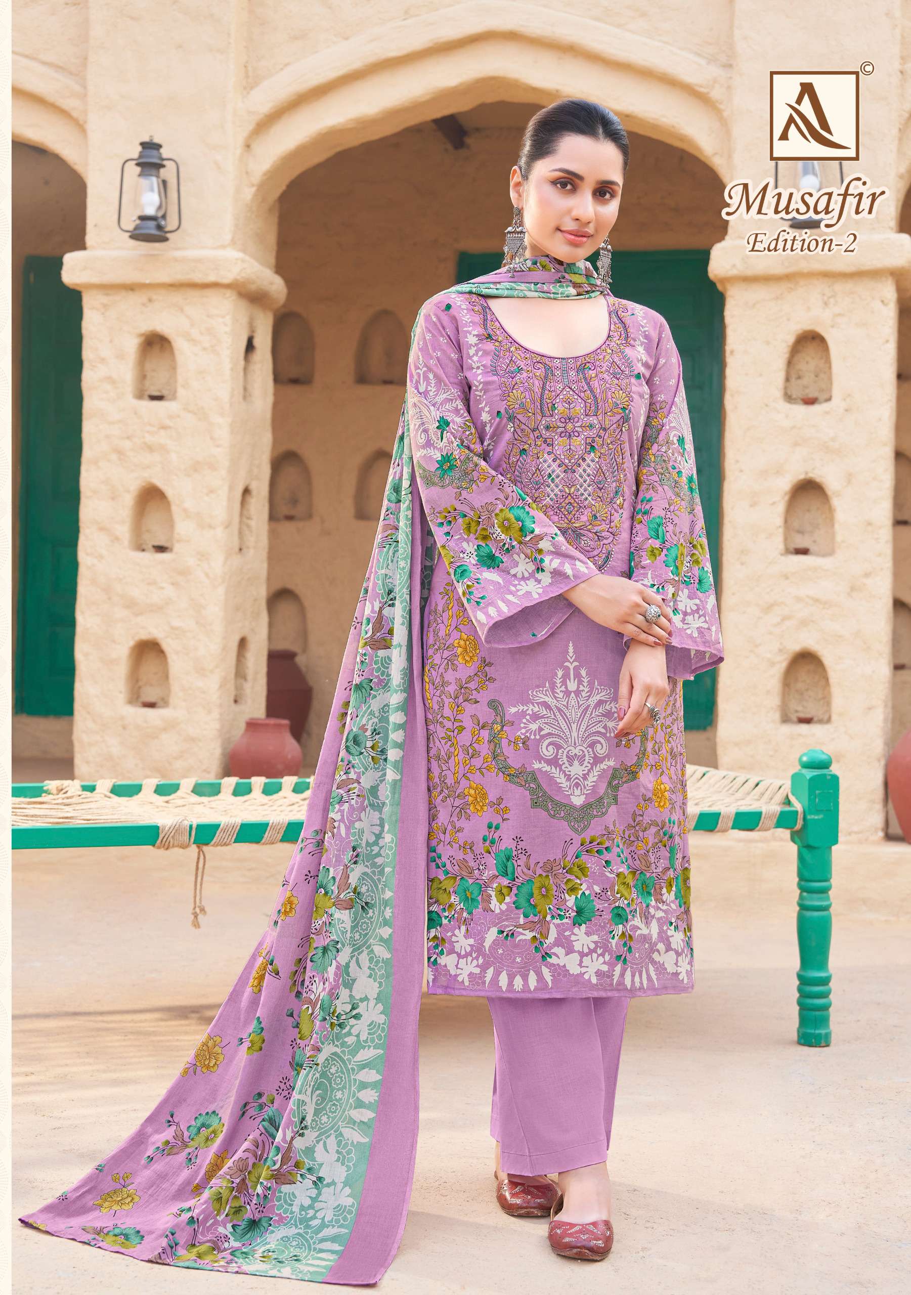 ALOK SUITS MUSAFIR EDITION 2 COTTON PRINT WITH FANCY EMBROIDERY WORK SUIT