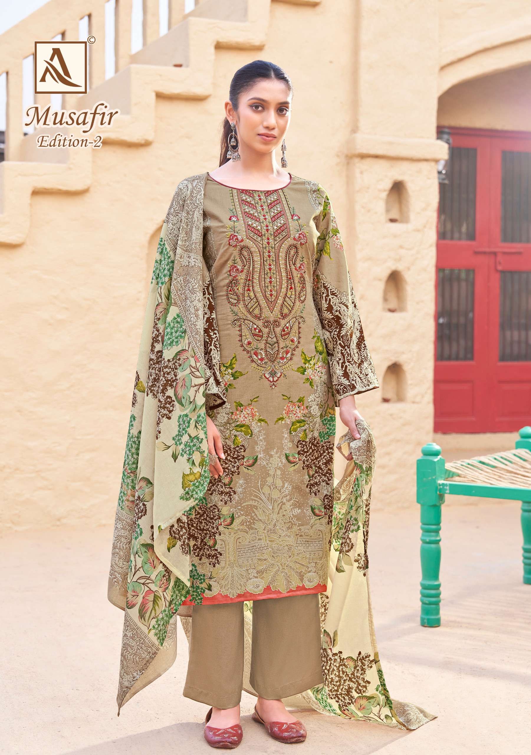 ALOK SUITS MUSAFIR EDITION 2 COTTON PRINT WITH FANCY EMBROIDERY WORK SUIT