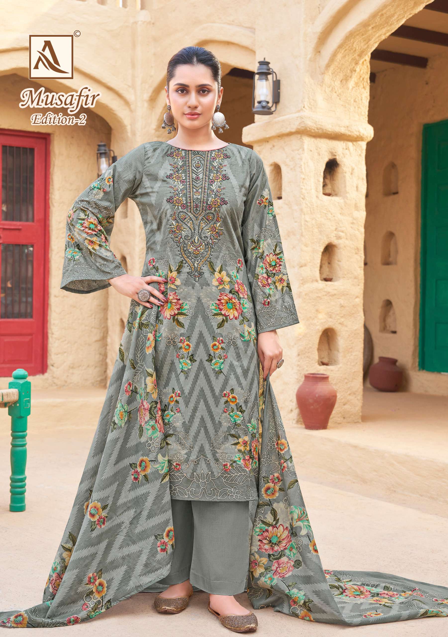 ALOK SUITS MUSAFIR EDITION 2 COTTON PRINT WITH FANCY EMBROIDERY WORK SUIT