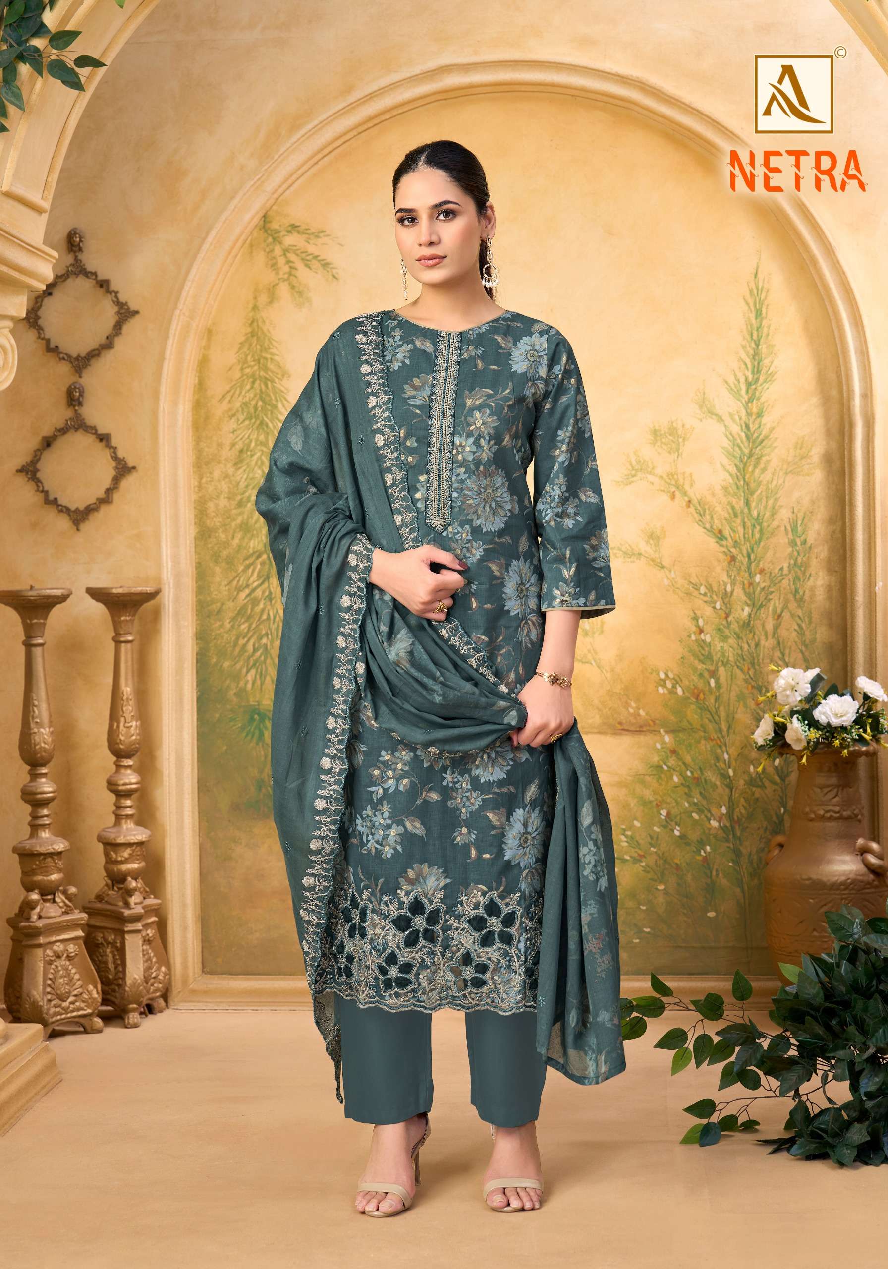 ALOK SUITS NETRA COTTON PRINT WITH FANCY EMBROIDERY WORK SUIT
