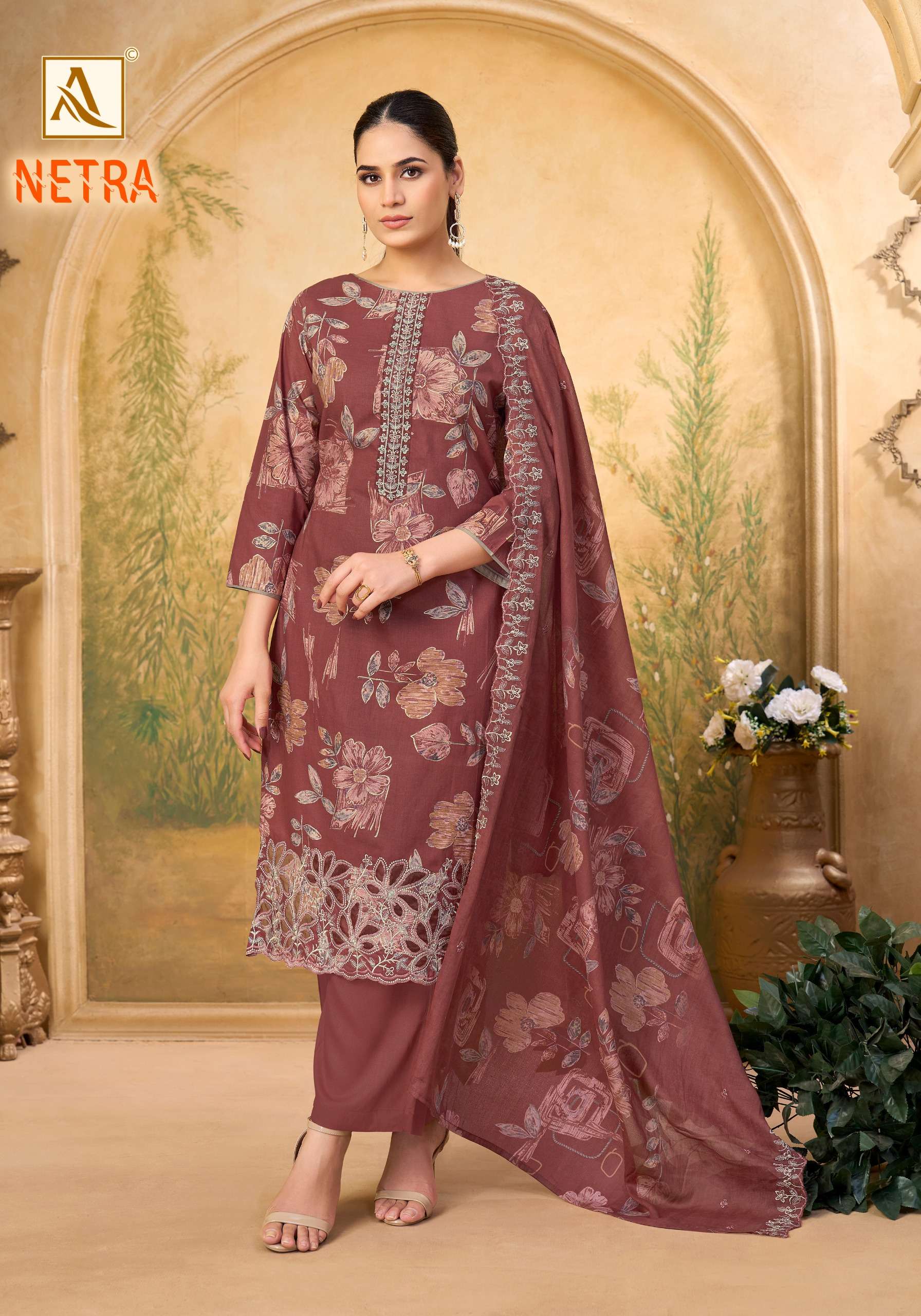 ALOK SUITS NETRA COTTON PRINT WITH FANCY EMBROIDERY WORK SUIT