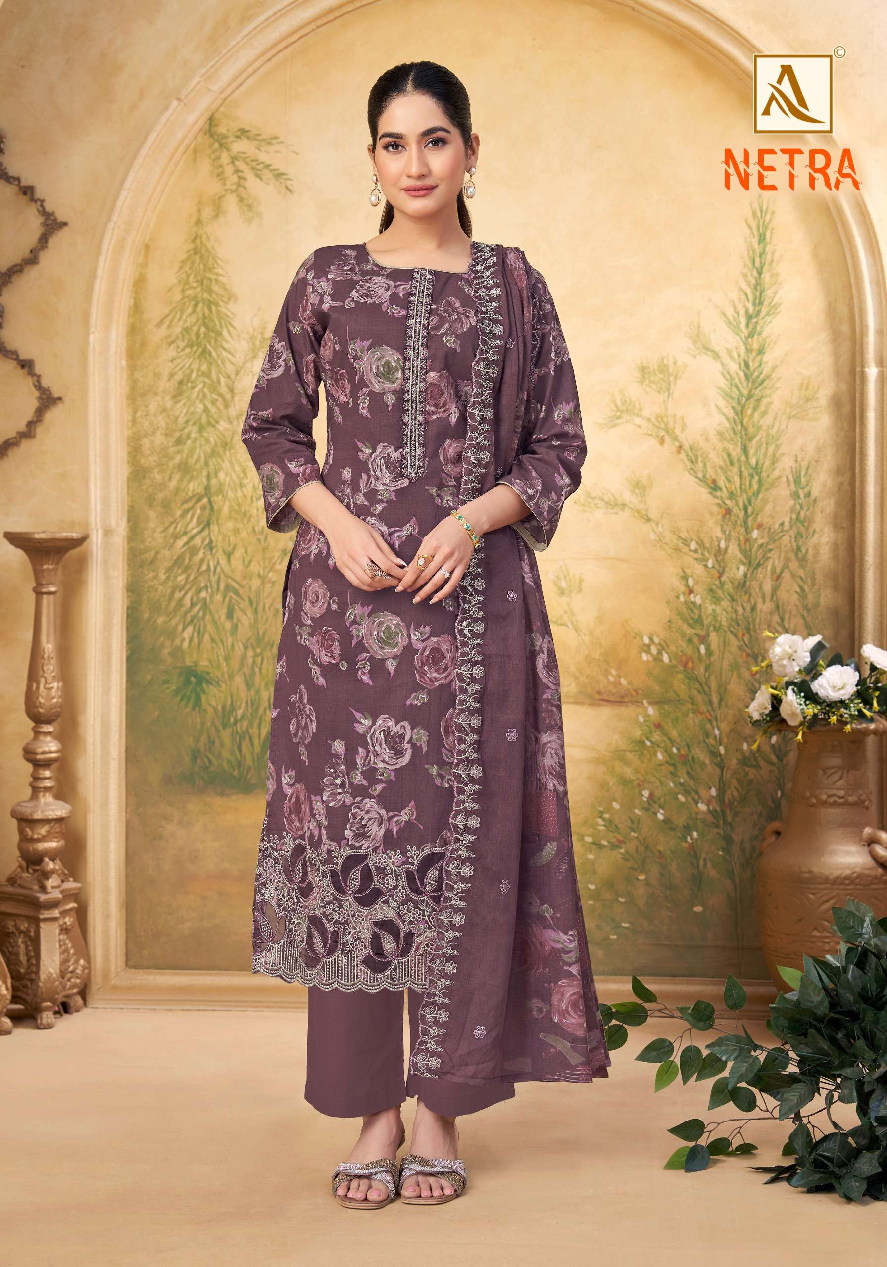 ALOK SUITS NETRA COTTON PRINT WITH FANCY EMBROIDERY WORK SUIT