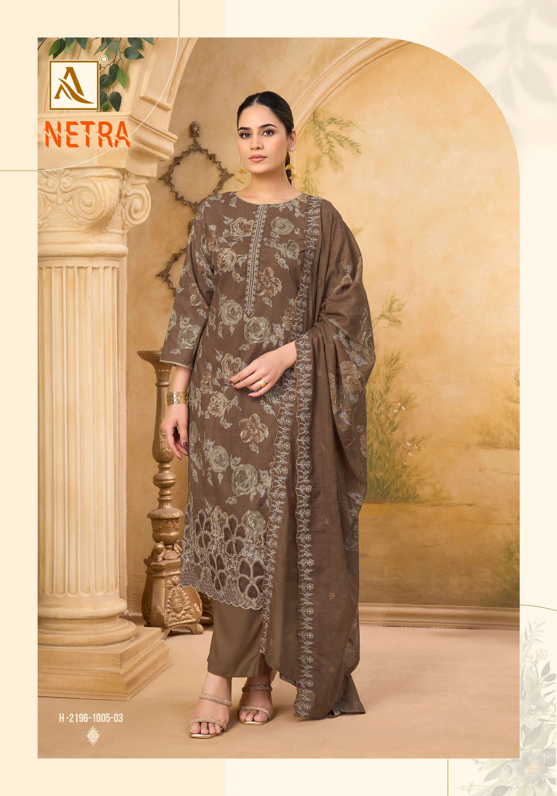 ALOK SUITS NETRA COTTON PRINT WITH FANCY EMBROIDERY WORK SUIT