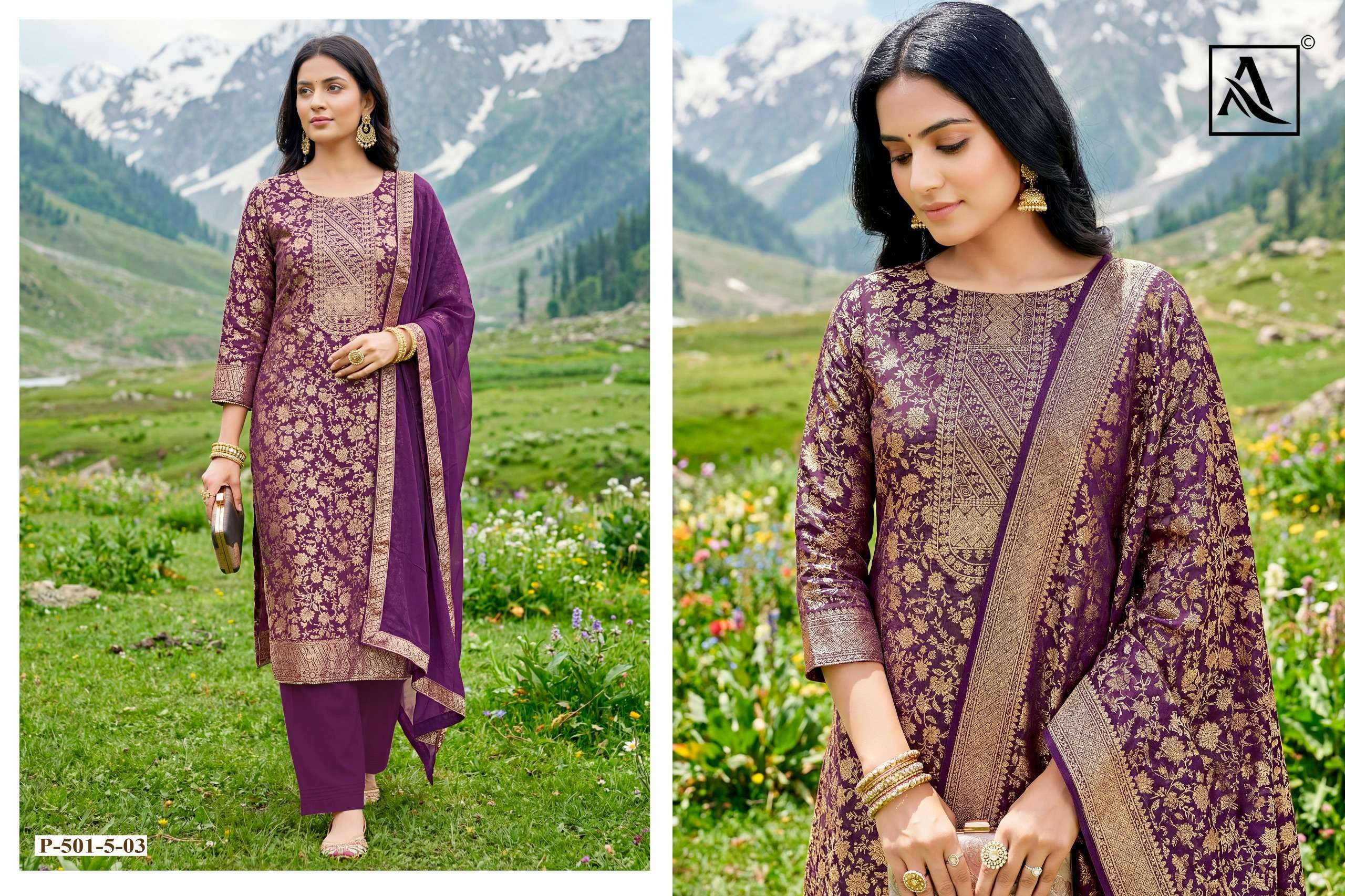 ALOK SUITS RICHI RICH JACQUARD DESIGNER WORK FANCY WORK SUIT